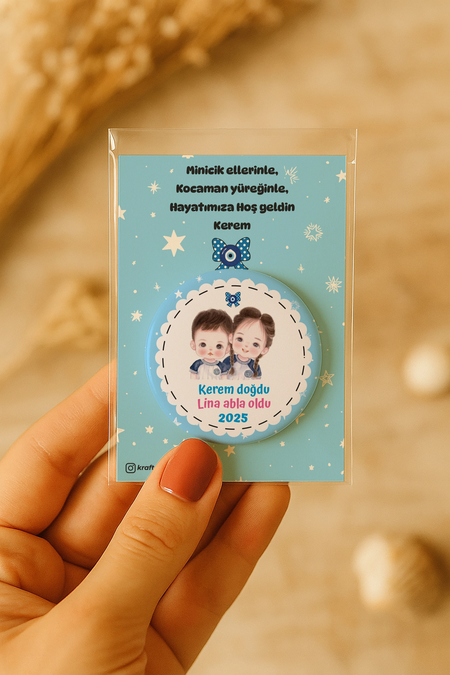 Abla Erkek Kardeş Temalı Kartlı Metal Açacak Magnet