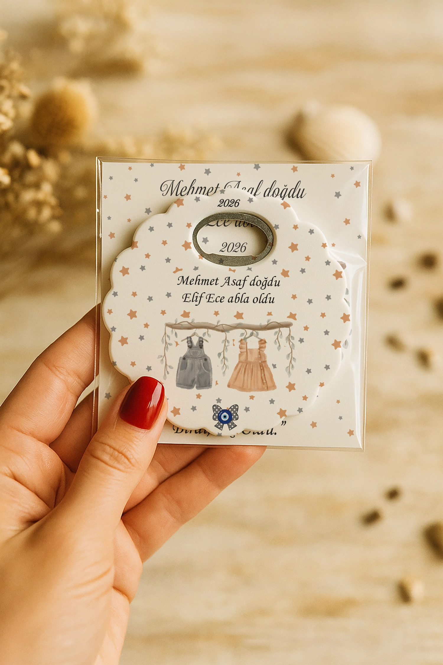 Abla Erkek Kardeş Temalı Kartlı Papatya Açacak Magnet