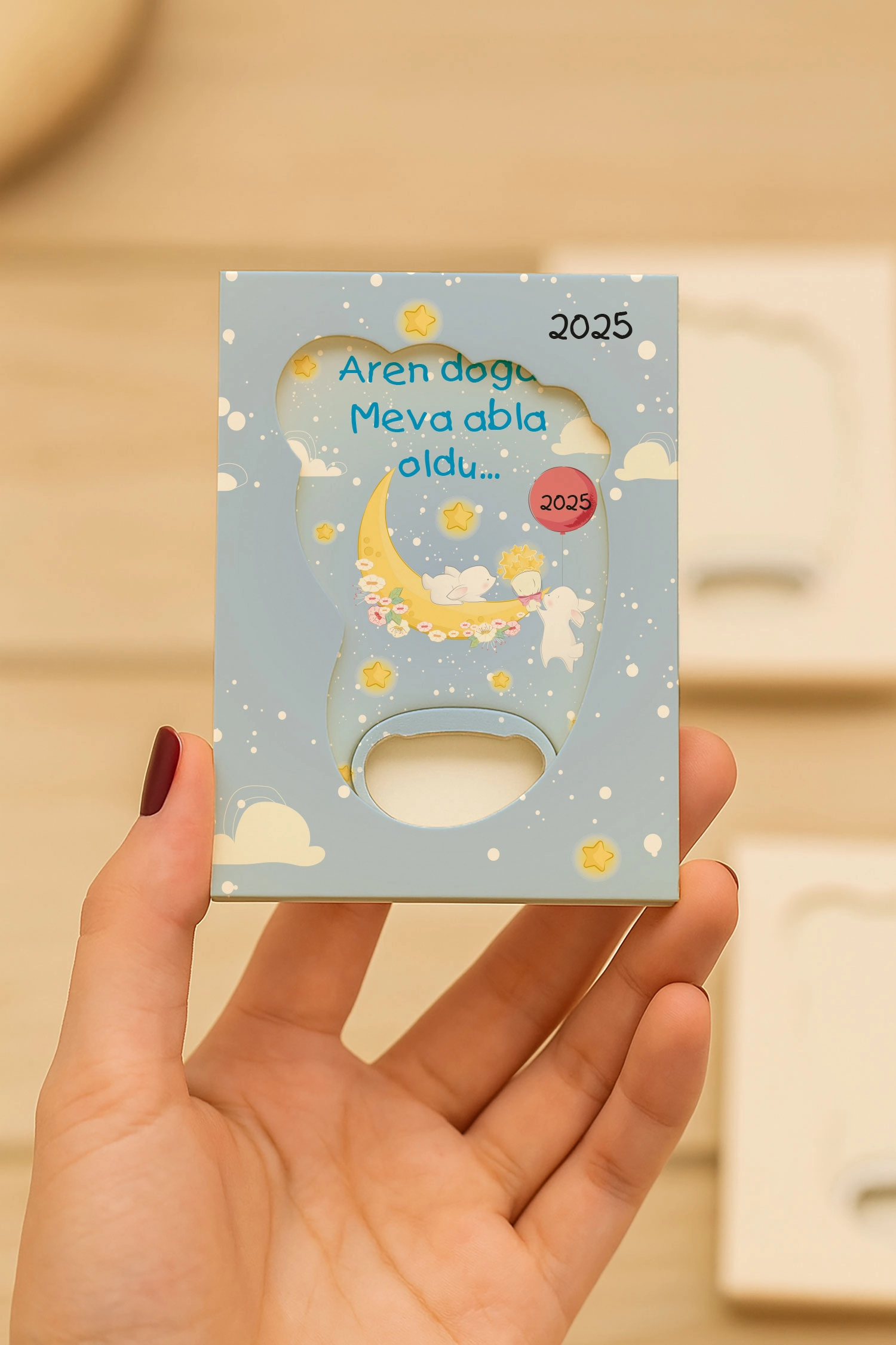 Abla Erkek Kardeş Temalı Kutulu Ayak İzi Açacak Magnet