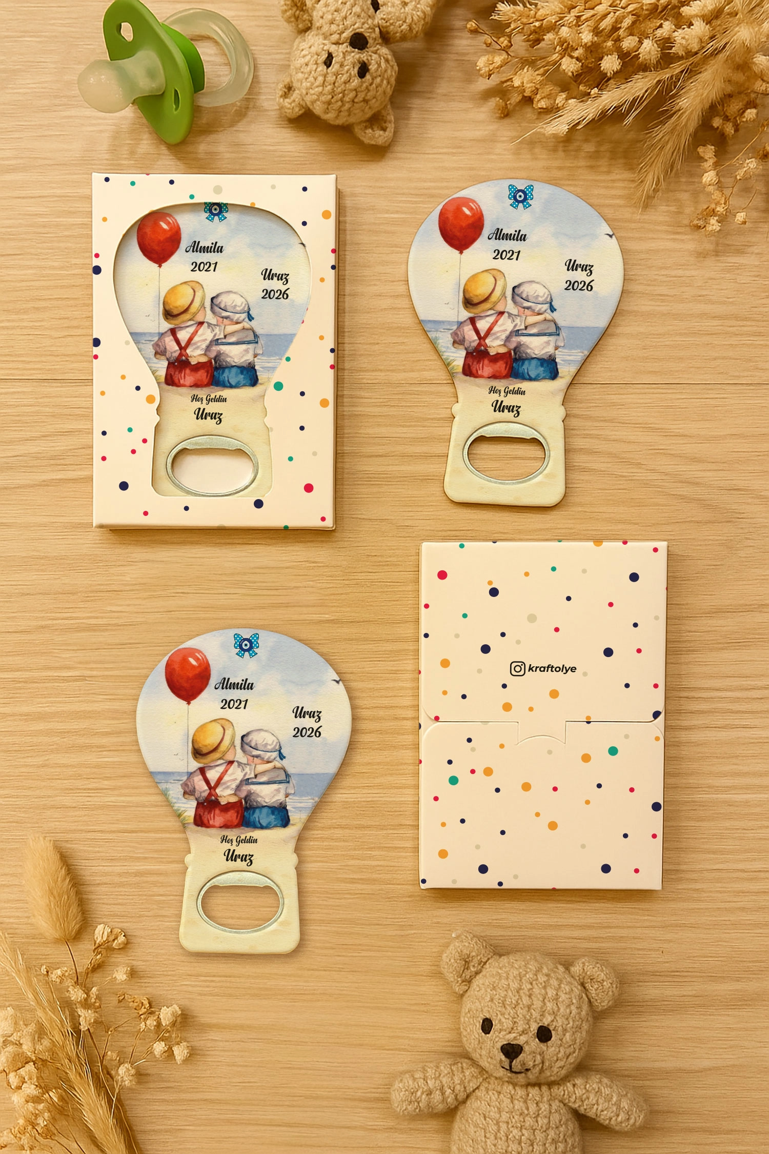 Abla Erkek Kardeş Temalı Kutulu Balon Açacak Magnet