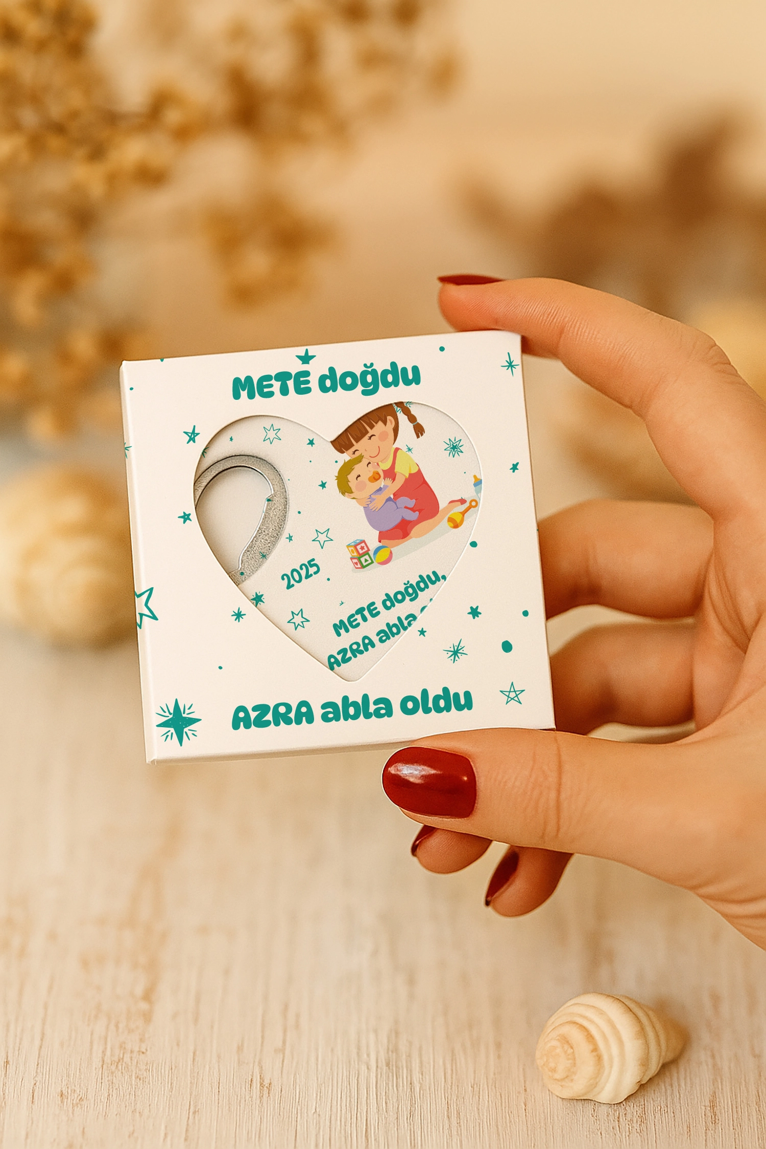 Abla Erkek Kardeş Temalı Kutulu Kalp Açacak Magnet