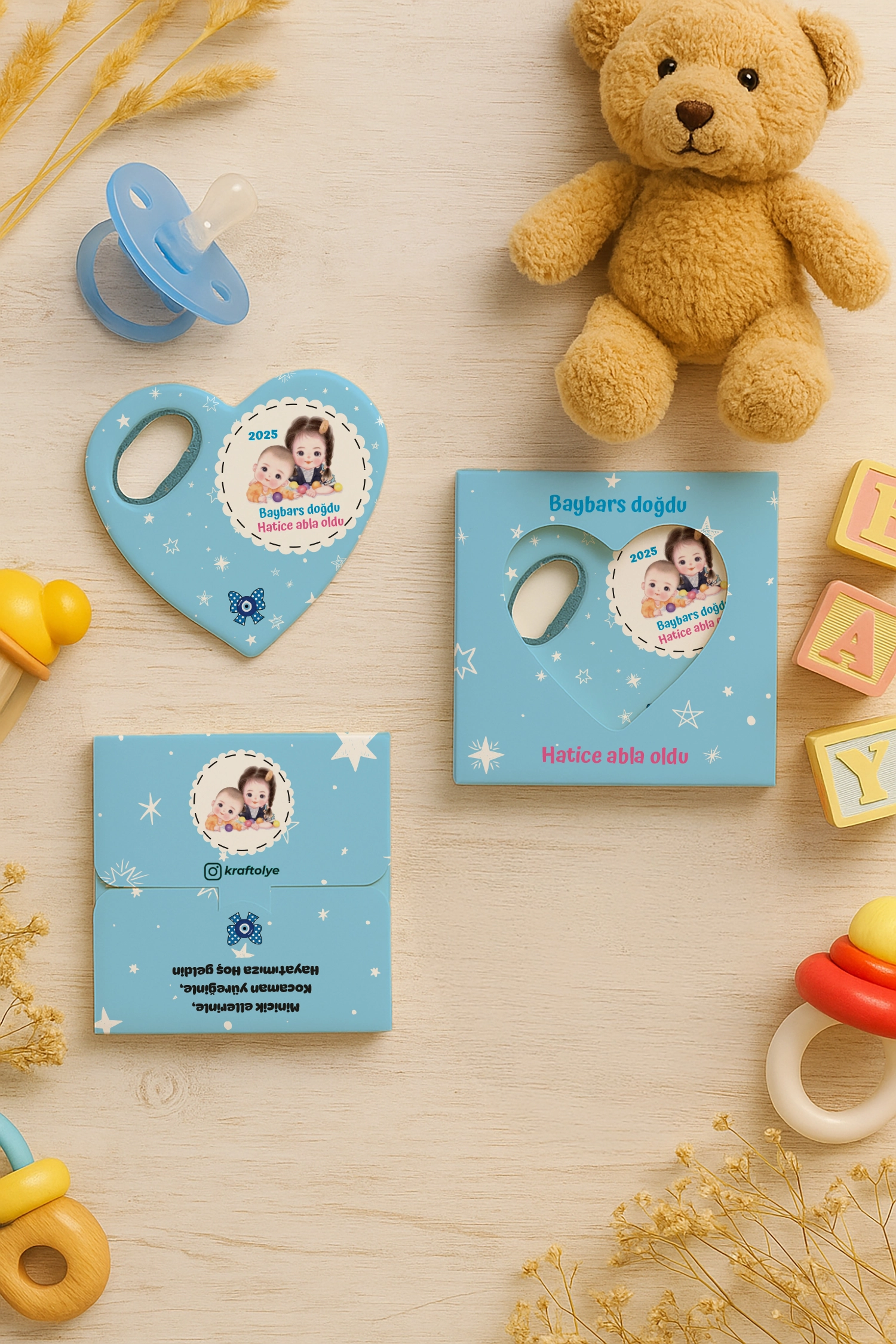 Abla Erkek Kardeş Temalı Kutulu Kalp Açacak Magnet