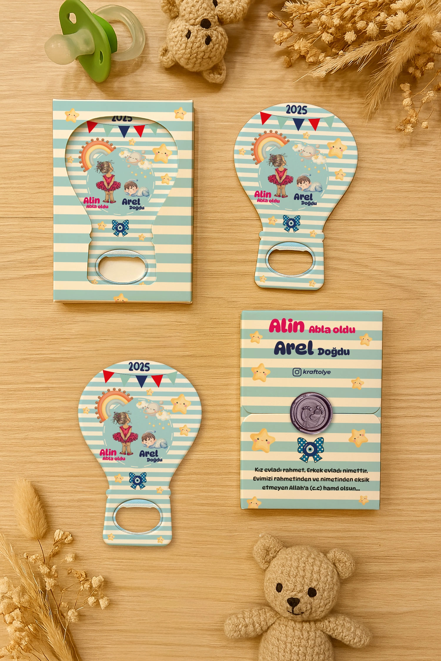 Abla Erkek Kardeş Temalı Mühürlü Balon Açacak Magnet