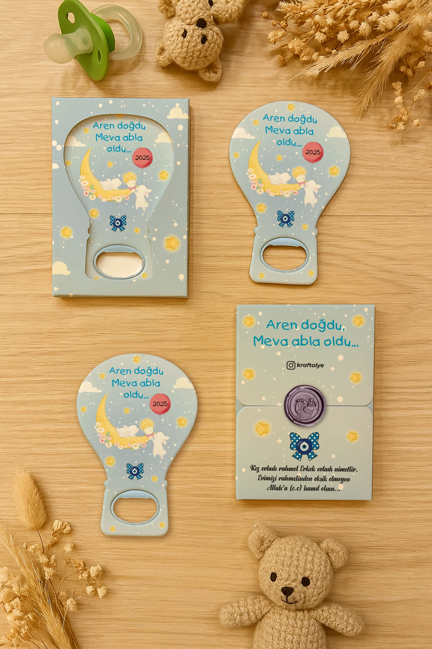 Abla Erkek Kardeş Temalı Mühürlü Balon Açacak Magnet