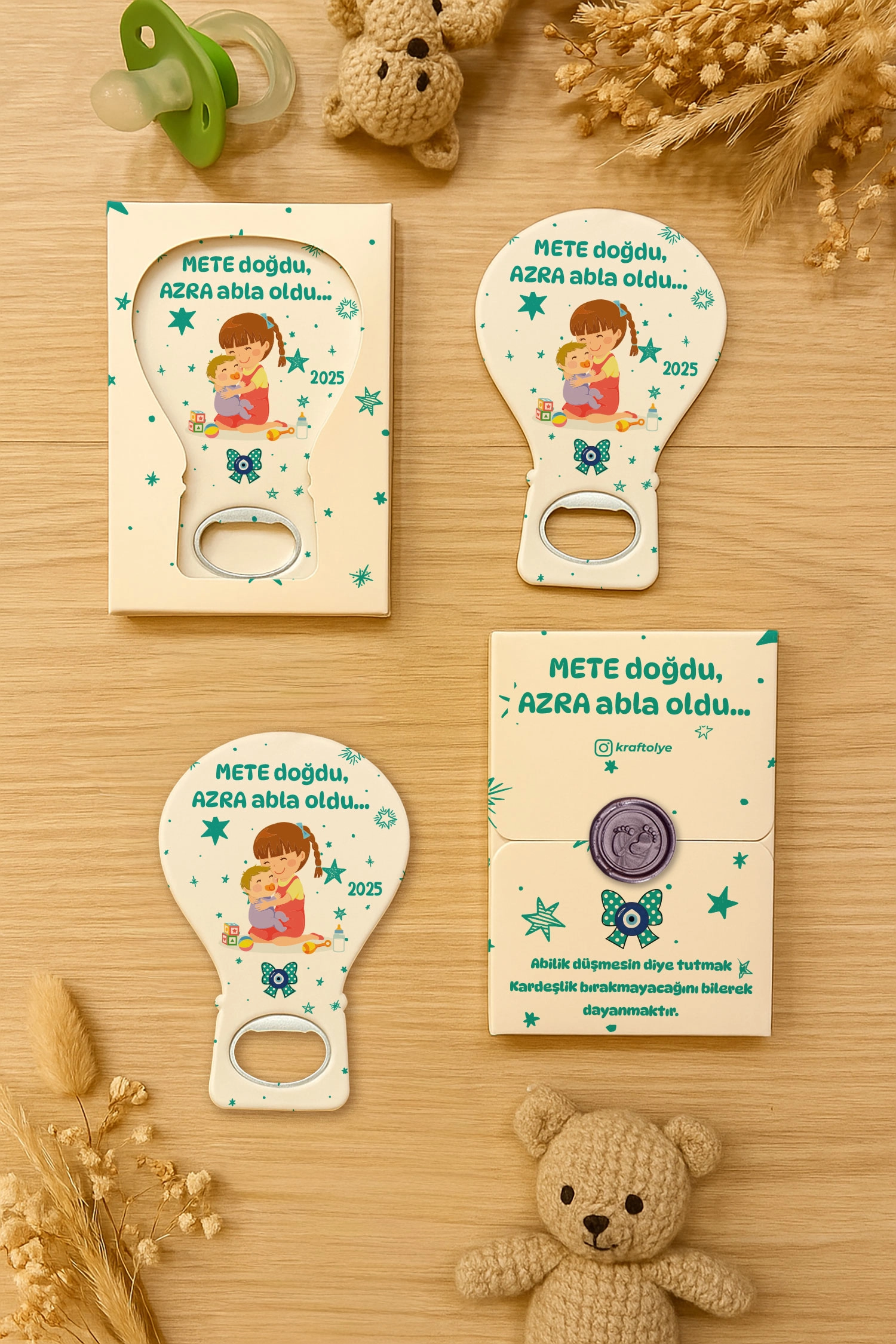 Abla Erkek Kardeş Temalı Mühürlü Balon Açacak Magnet