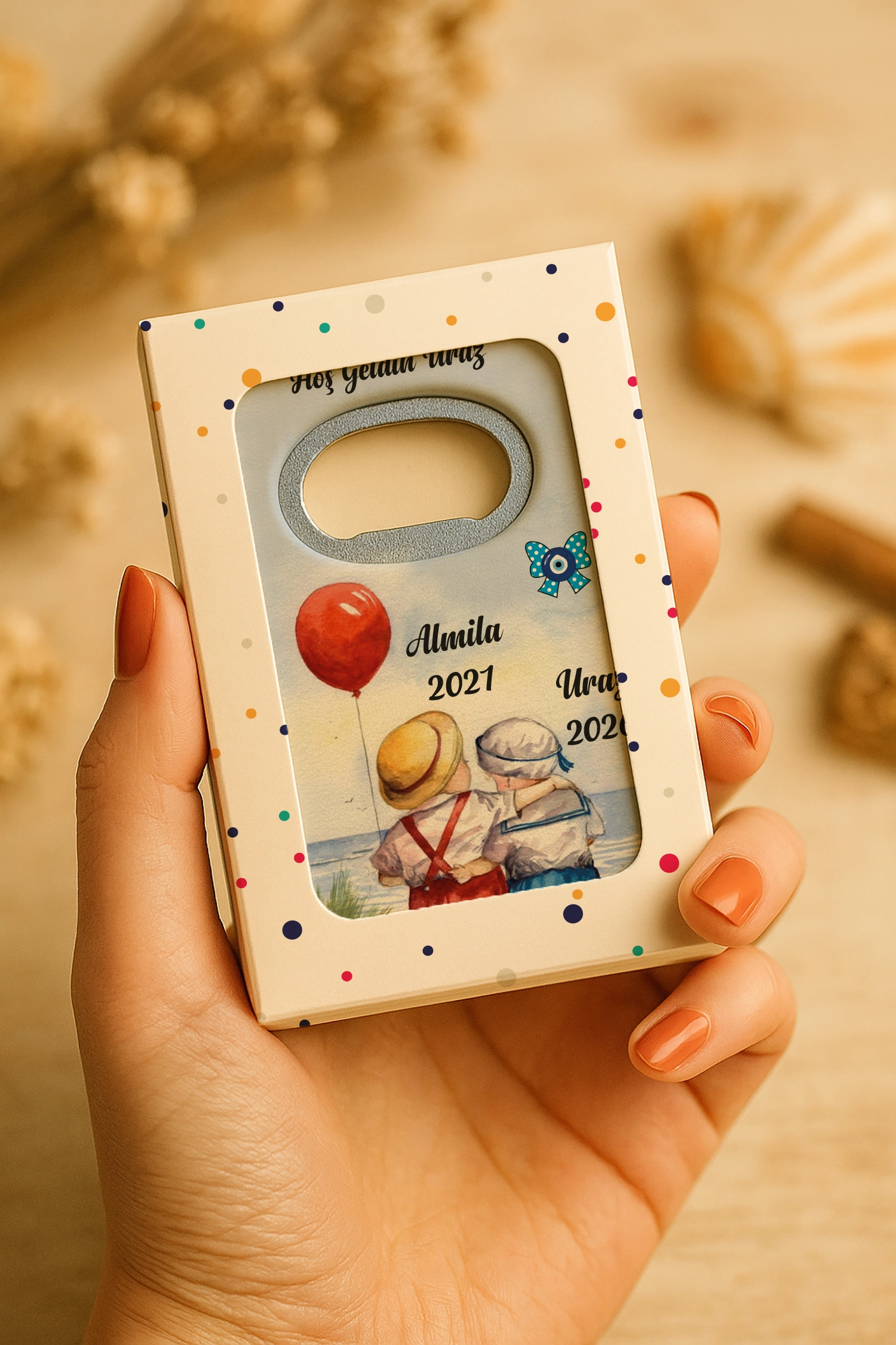 Abla Erkek Kardeş Temalı Mühürlü Dikdörtgen Açacak Magnet