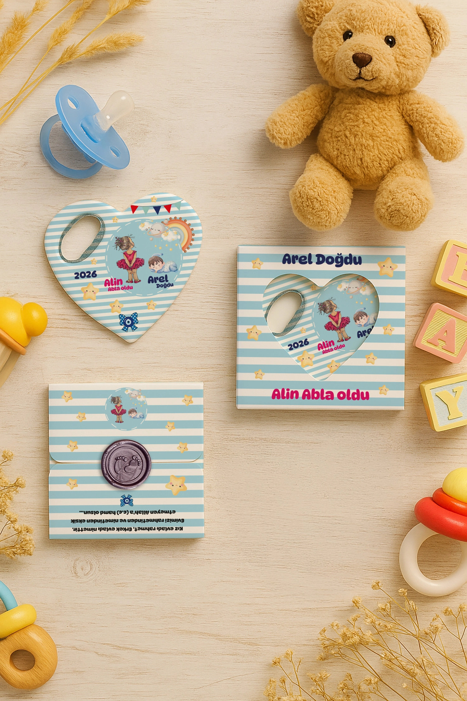 Abla Erkek Kardeş Temalı Mühürlü Kalp Açacak Magnet