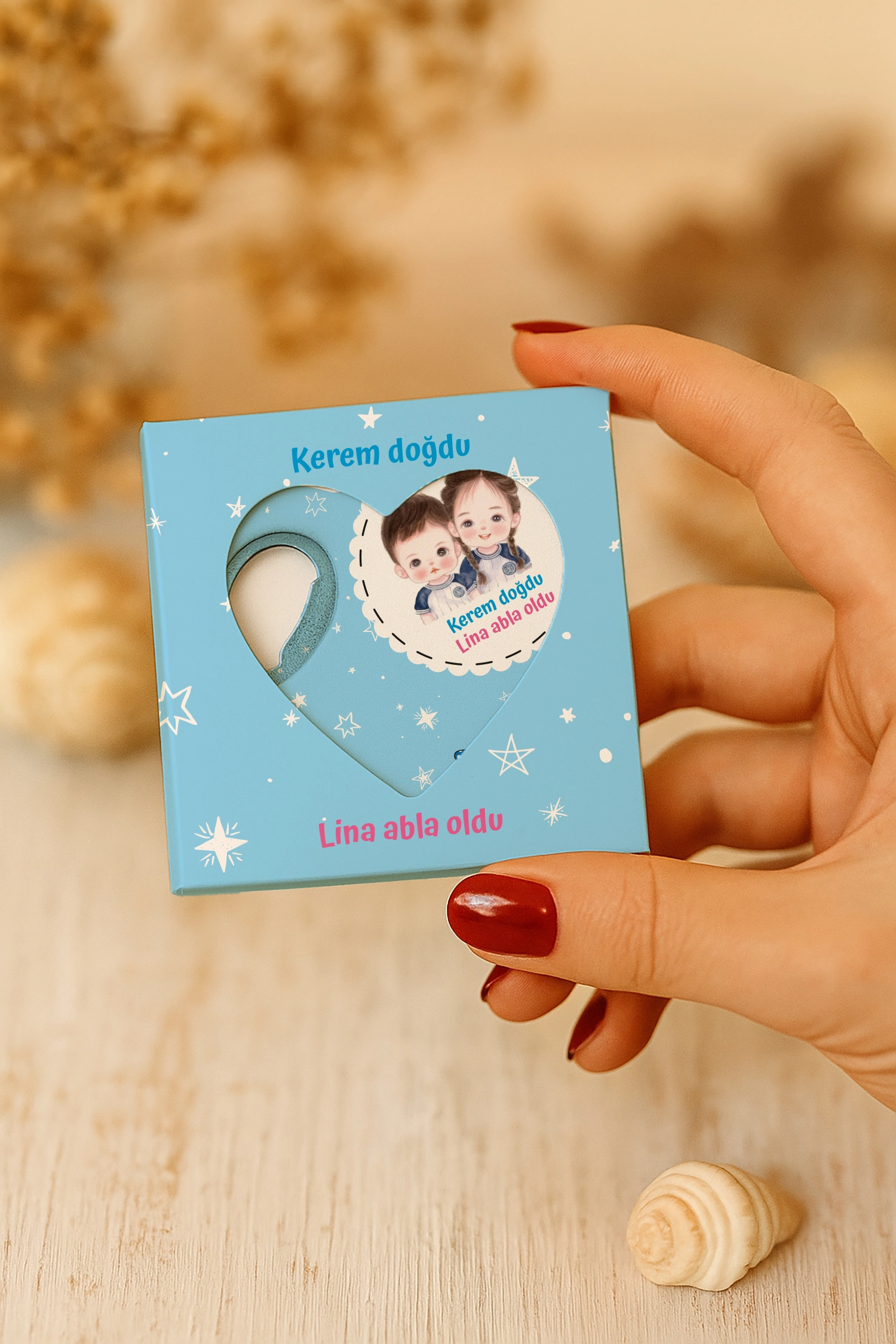 Abla Erkek Kardeş Temalı Mühürlü Kalp Açacak Magnet