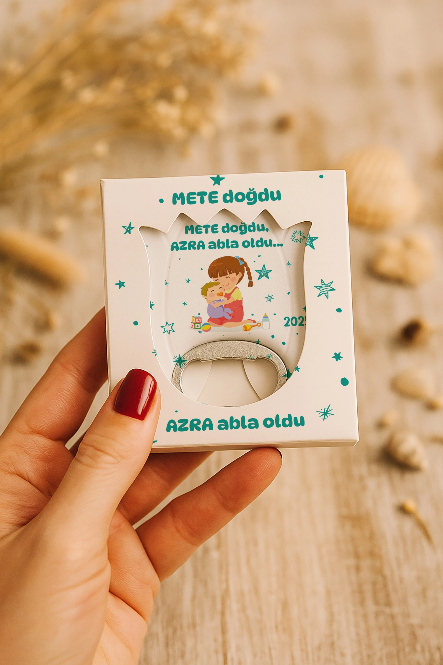 Abla Erkek Kardeş Temalı Mühürlü Lale Açacak Magnet