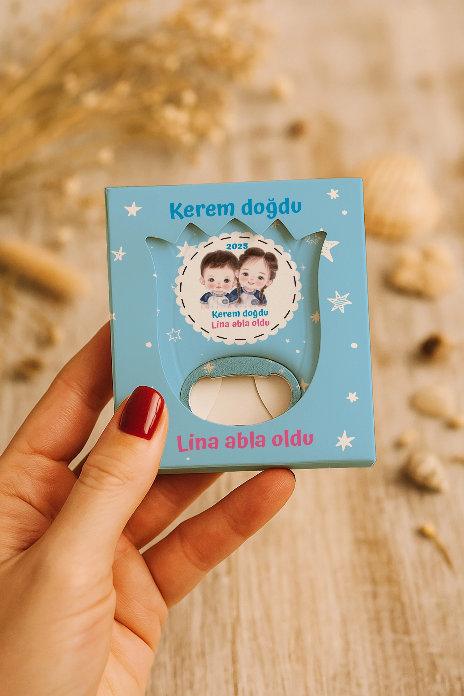 Abla Erkek Kardeş Temalı Mühürlü Lale Açacak Magnet