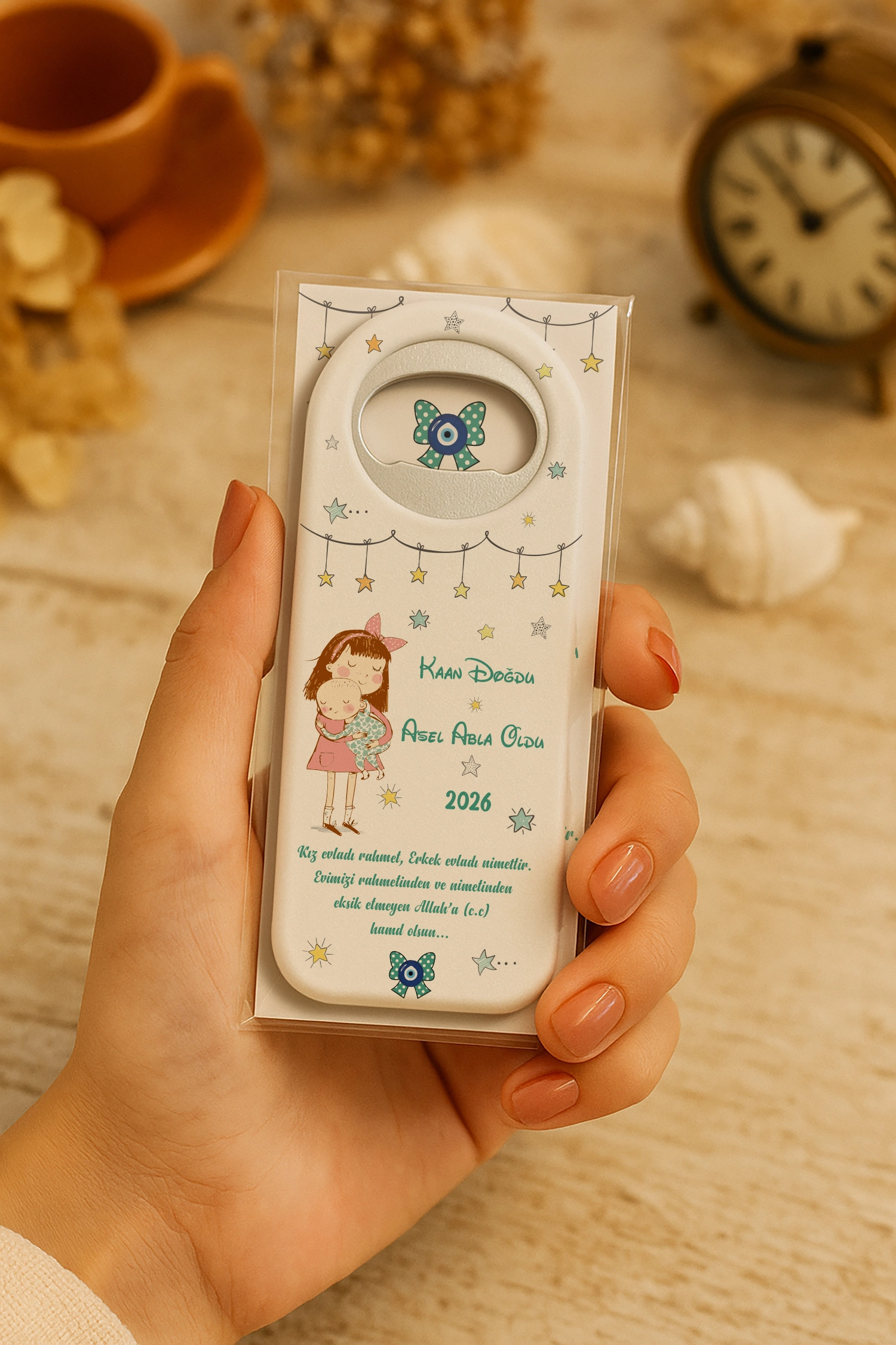 Abla Erkek Kardeş Temalı Kartlı Uzun Açacak Magnet