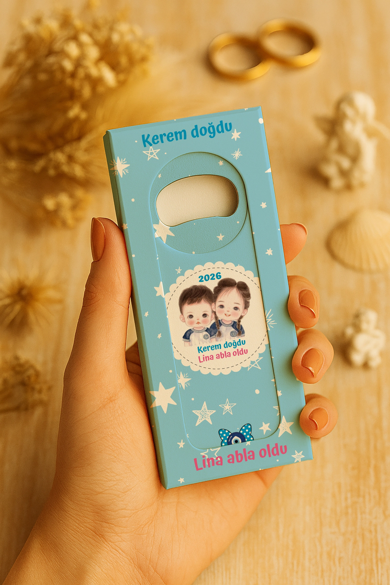 Abla Erkek Kardeş Temalı Mühürlü Uzun Açacak Magnet
