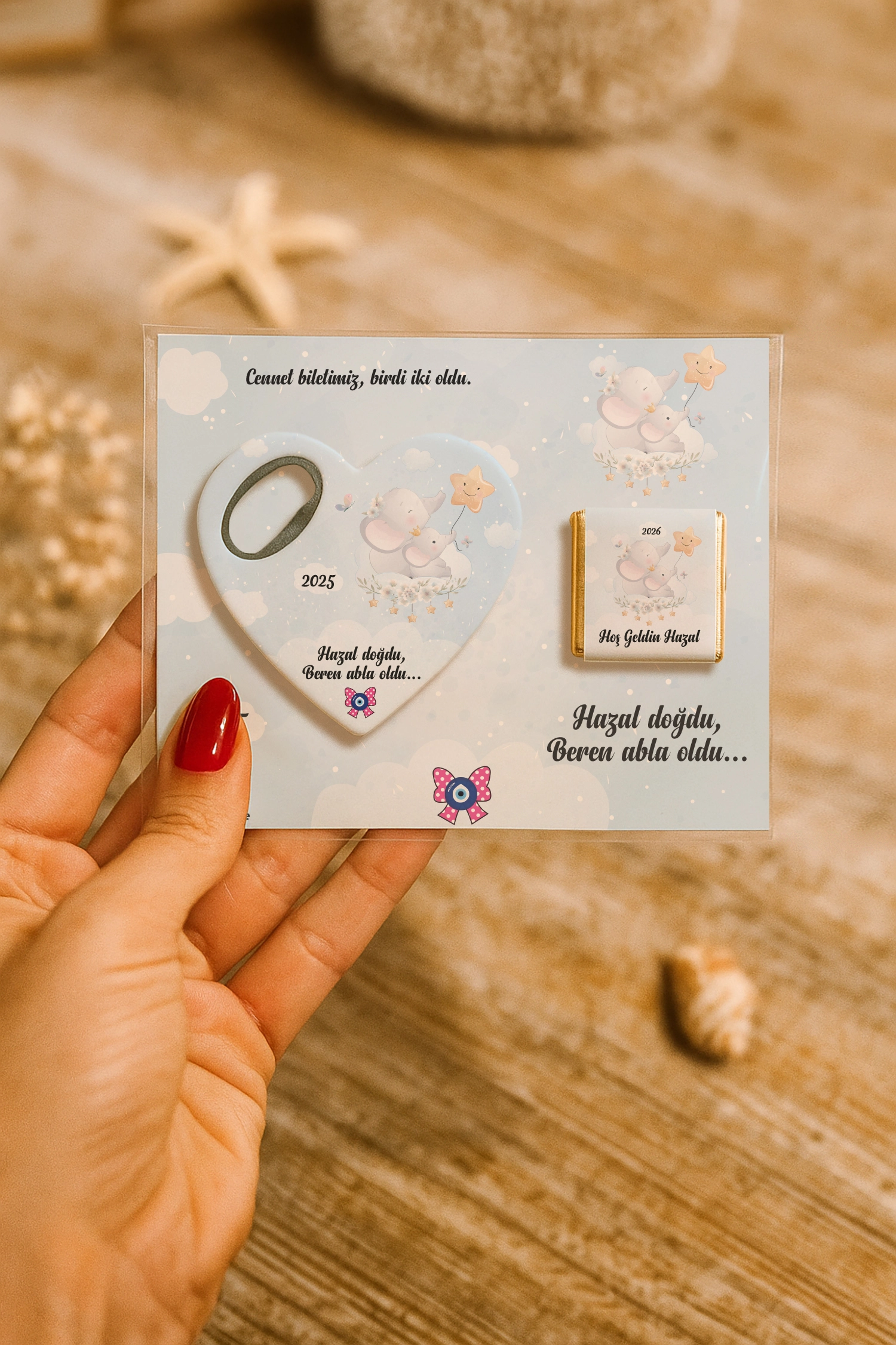 Abla Kız Kardeş Temalı Çikolatalı Kalp Açacak Magnet
