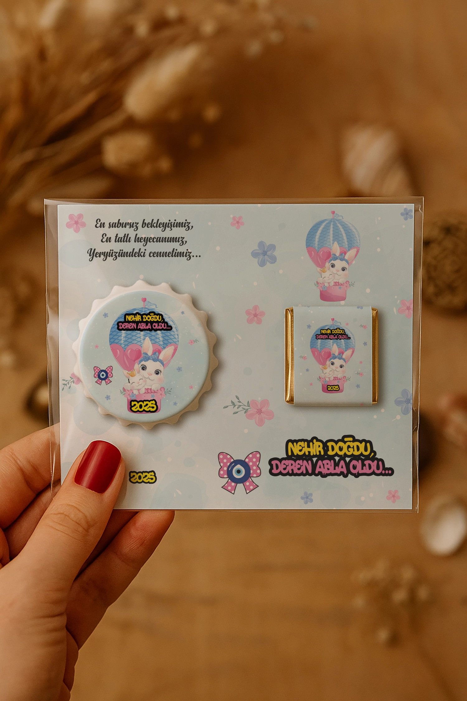 Abla Kız Kardeş Temalı Çikolatalı Kapak Açacak Magnet