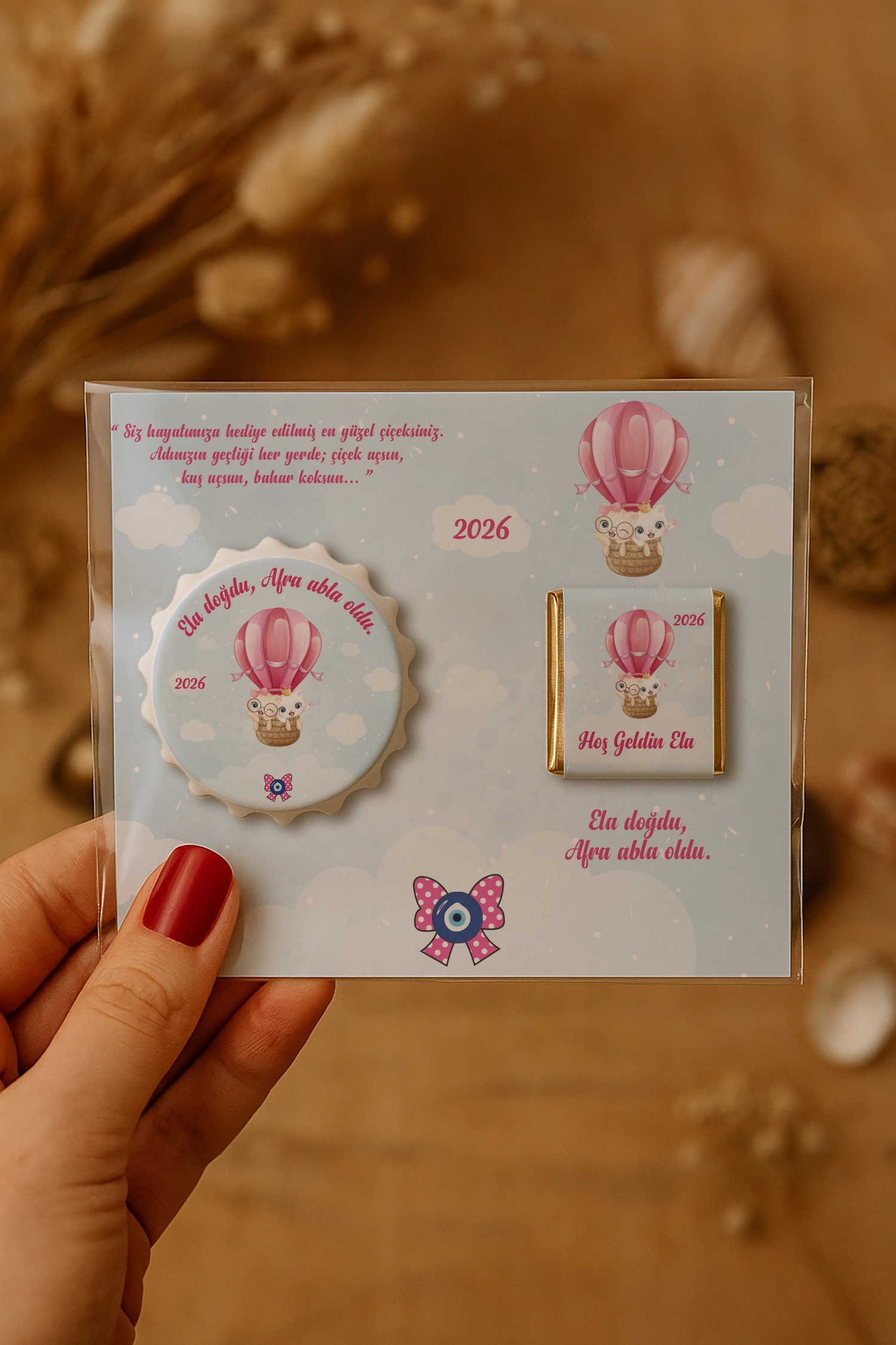 Abla Kız Kardeş Temalı Çikolatalı Kapak Açacak Magnet
