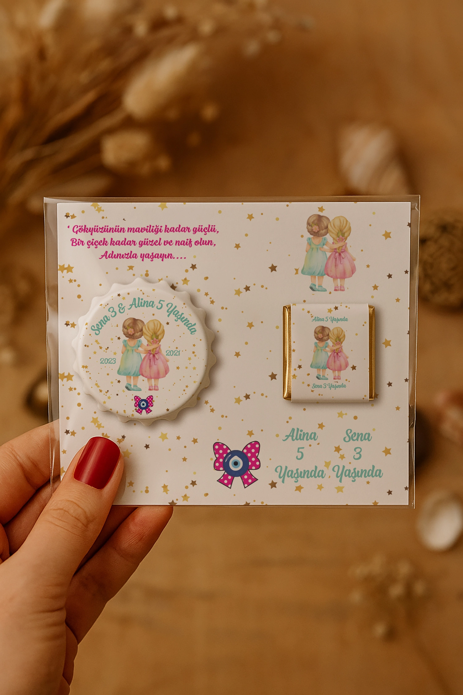 Abla Kız Kardeş Temalı Çikolatalı Kapak Açacak Magnet