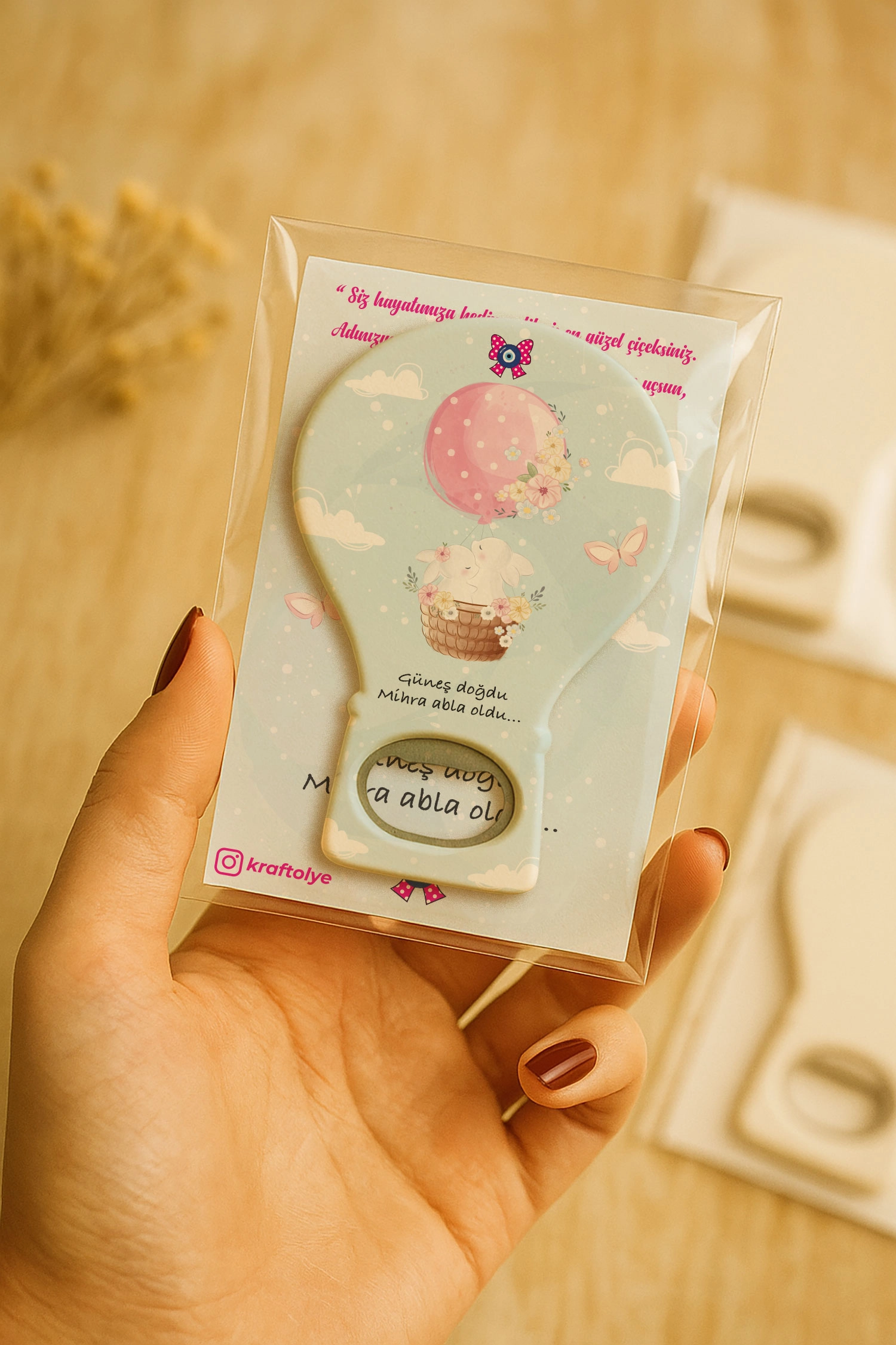 Abla Kız Kardeş Temalı Kartlı Balon Açacak Magnet