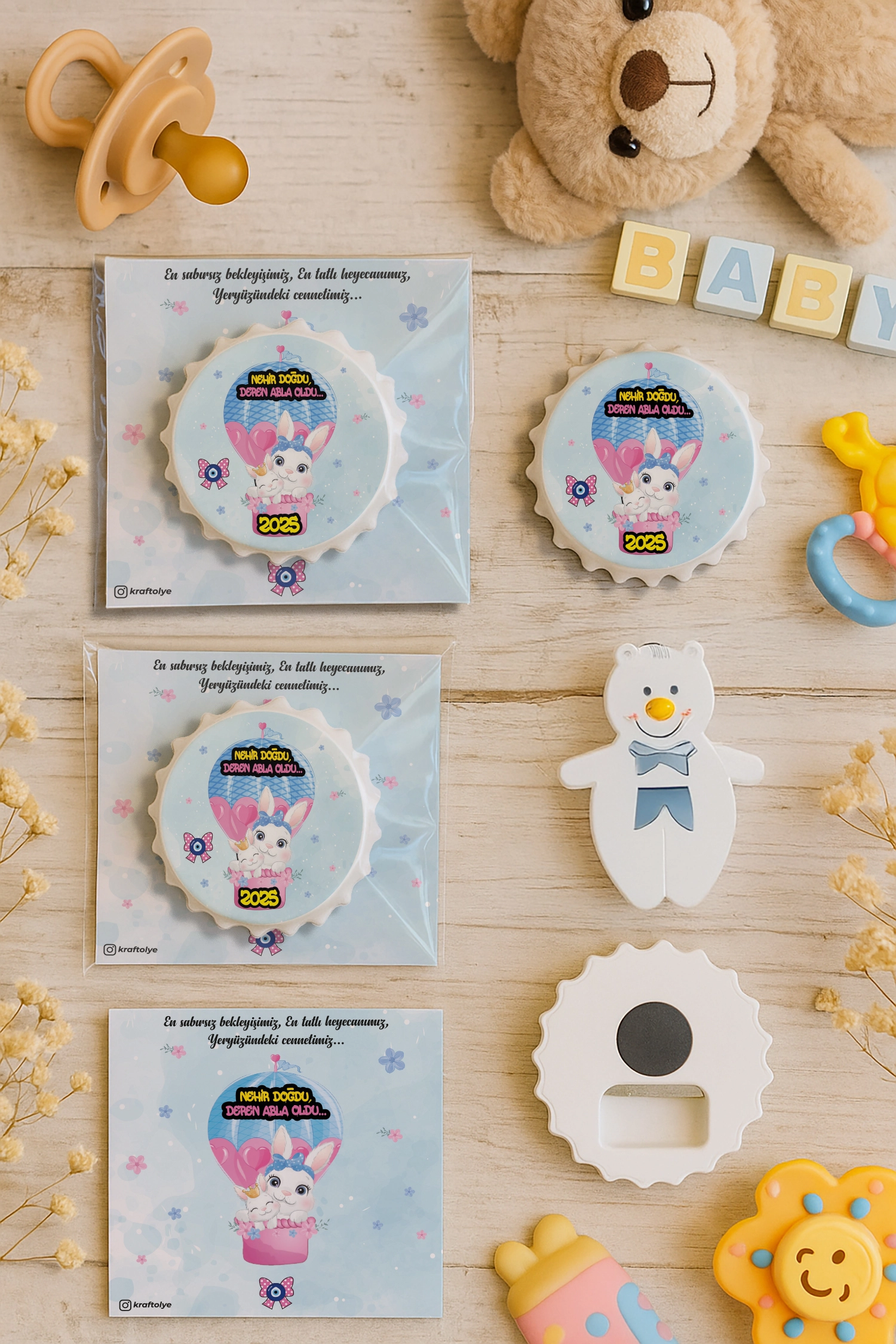 Abla Kız Kardeş Temalı Kartlı Kapak Açacak Magnet