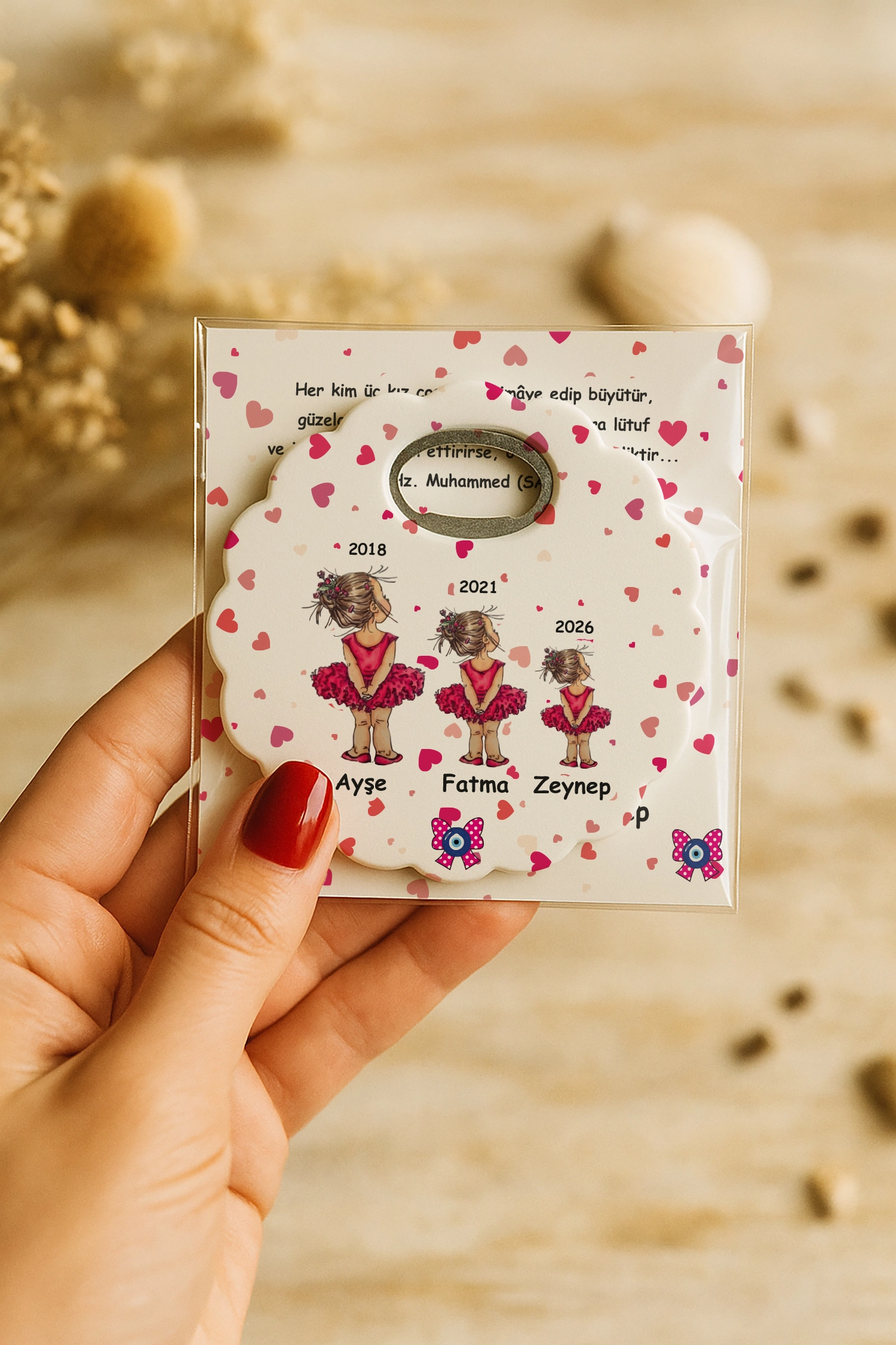 Abla Kız Kardeş Temalı Kartlı Papatya Açacak Magnet