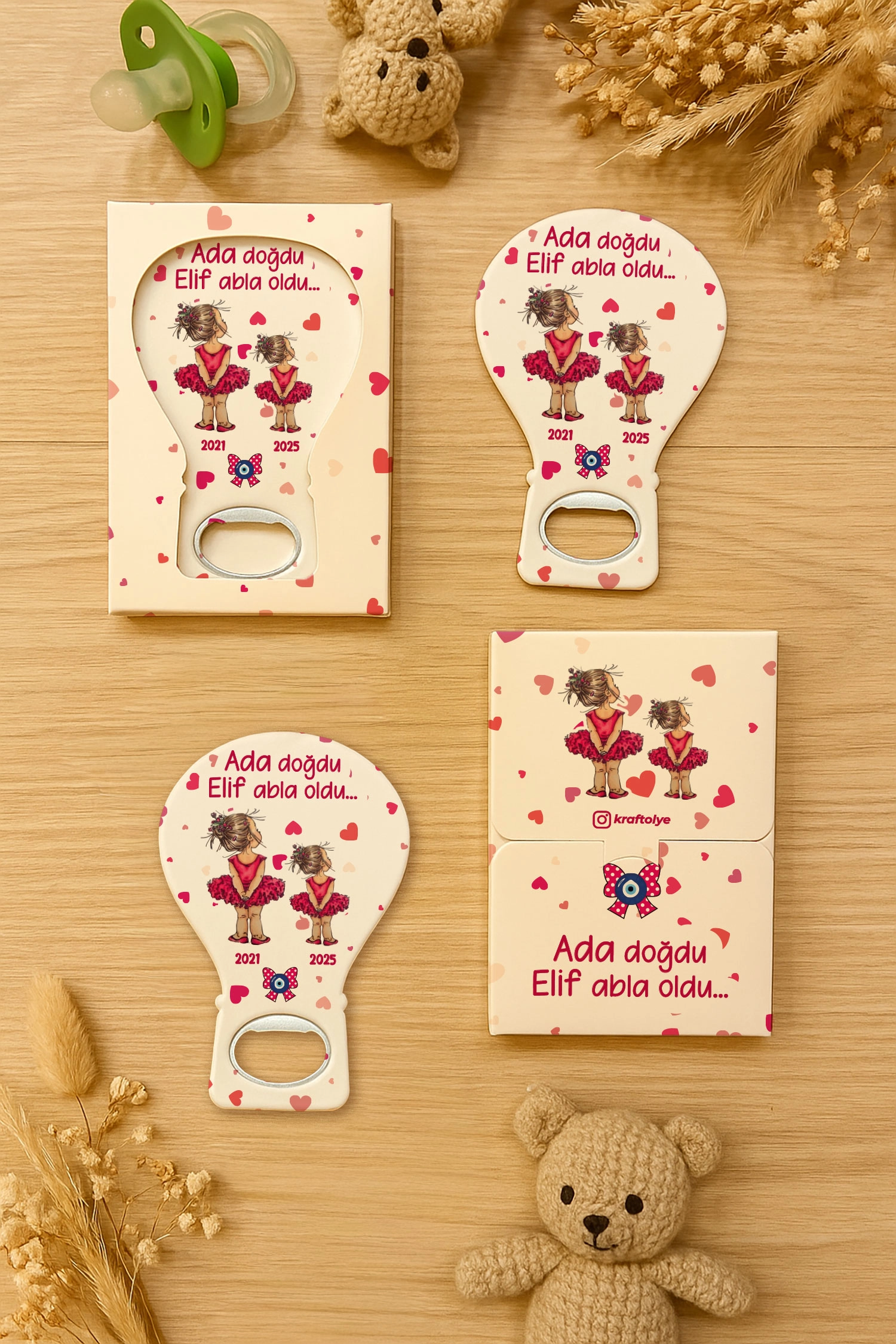 Abla Kız Kardeş Temalı Kutulu Balon Açacak Magnet