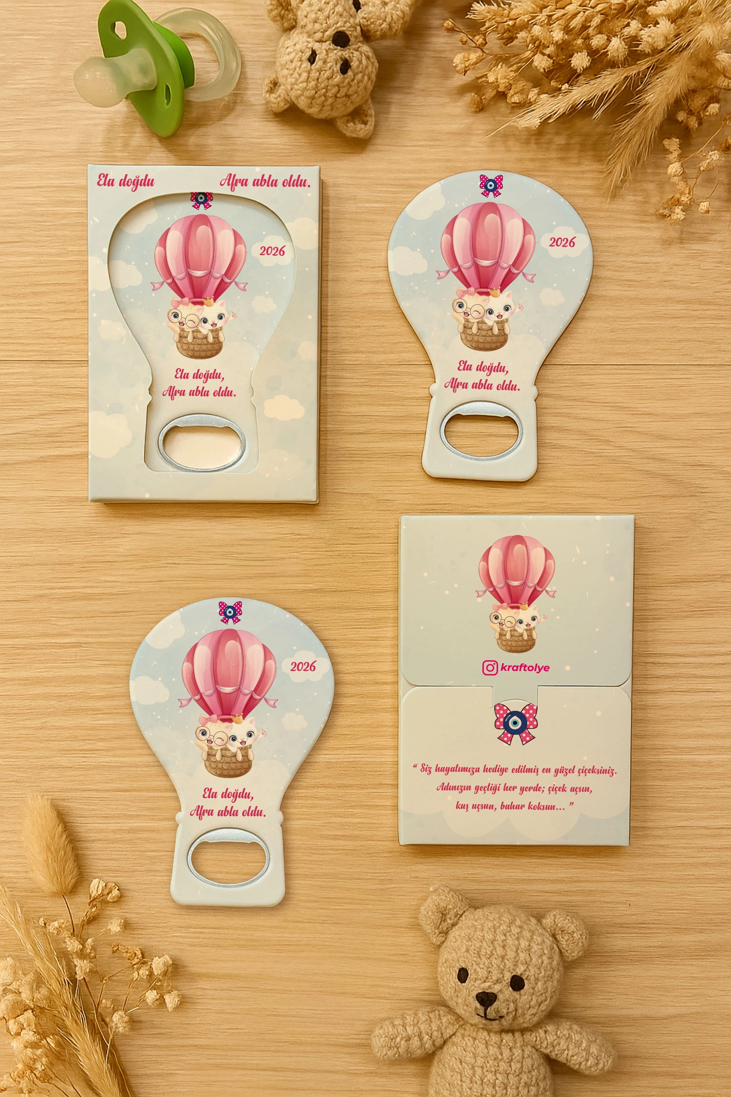 Abla Kız Kardeş Temalı Kutulu Balon Açacak Magnet