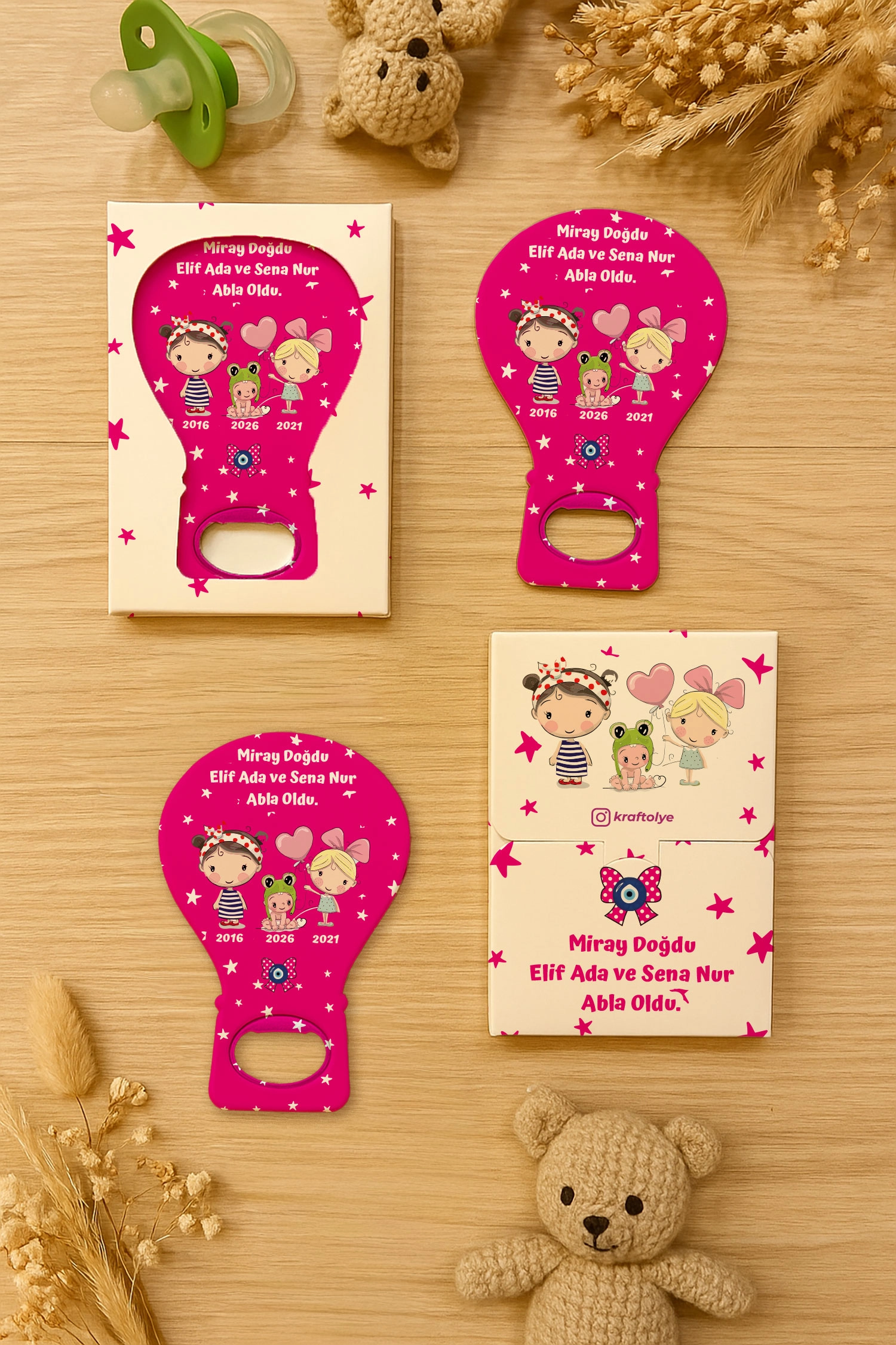 Abla Kız Kardeş Temalı Kutulu Balon Açacak Magnet