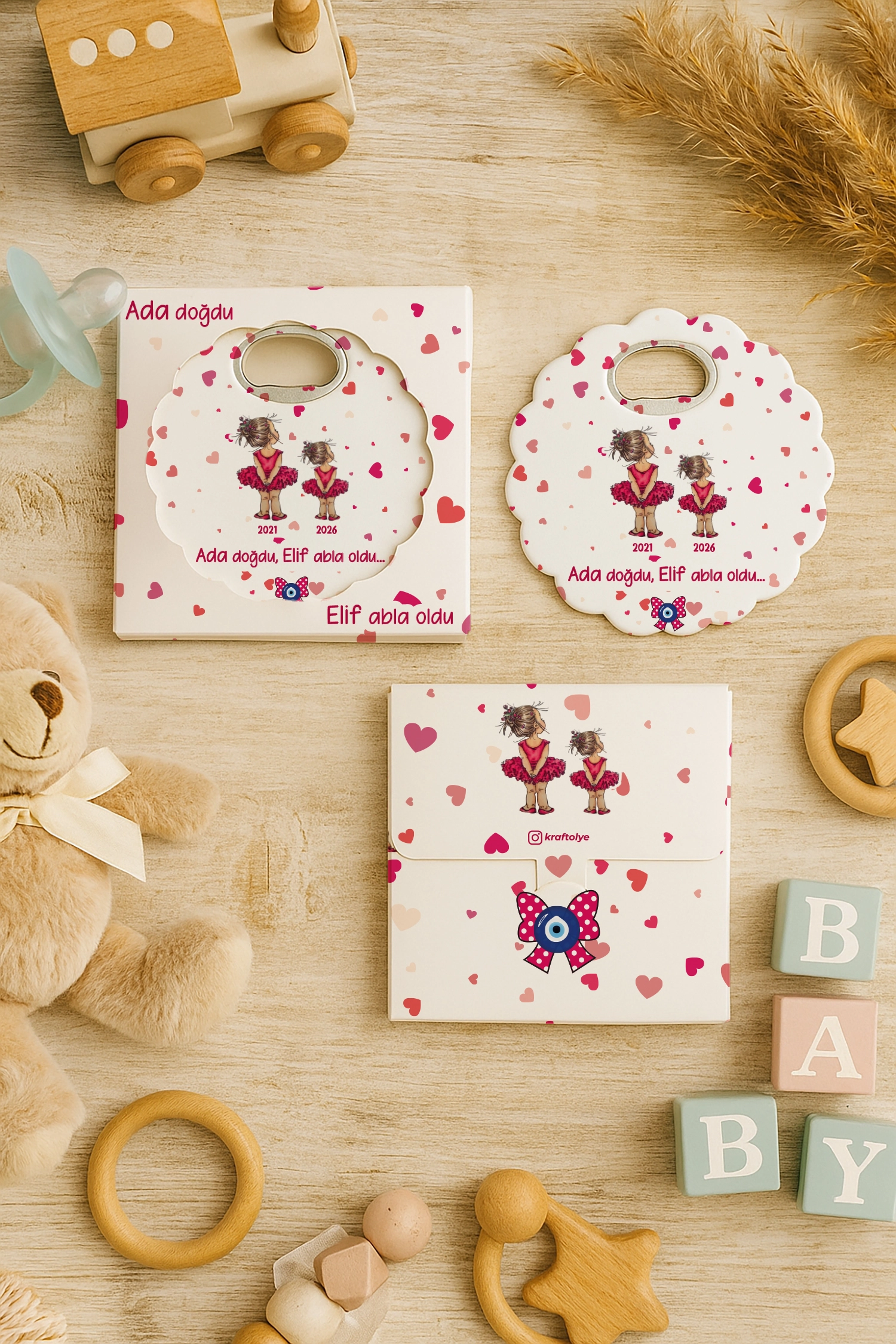 Abla Kız Kardeş Temalı Kutulu Papatya Açacak Magnet