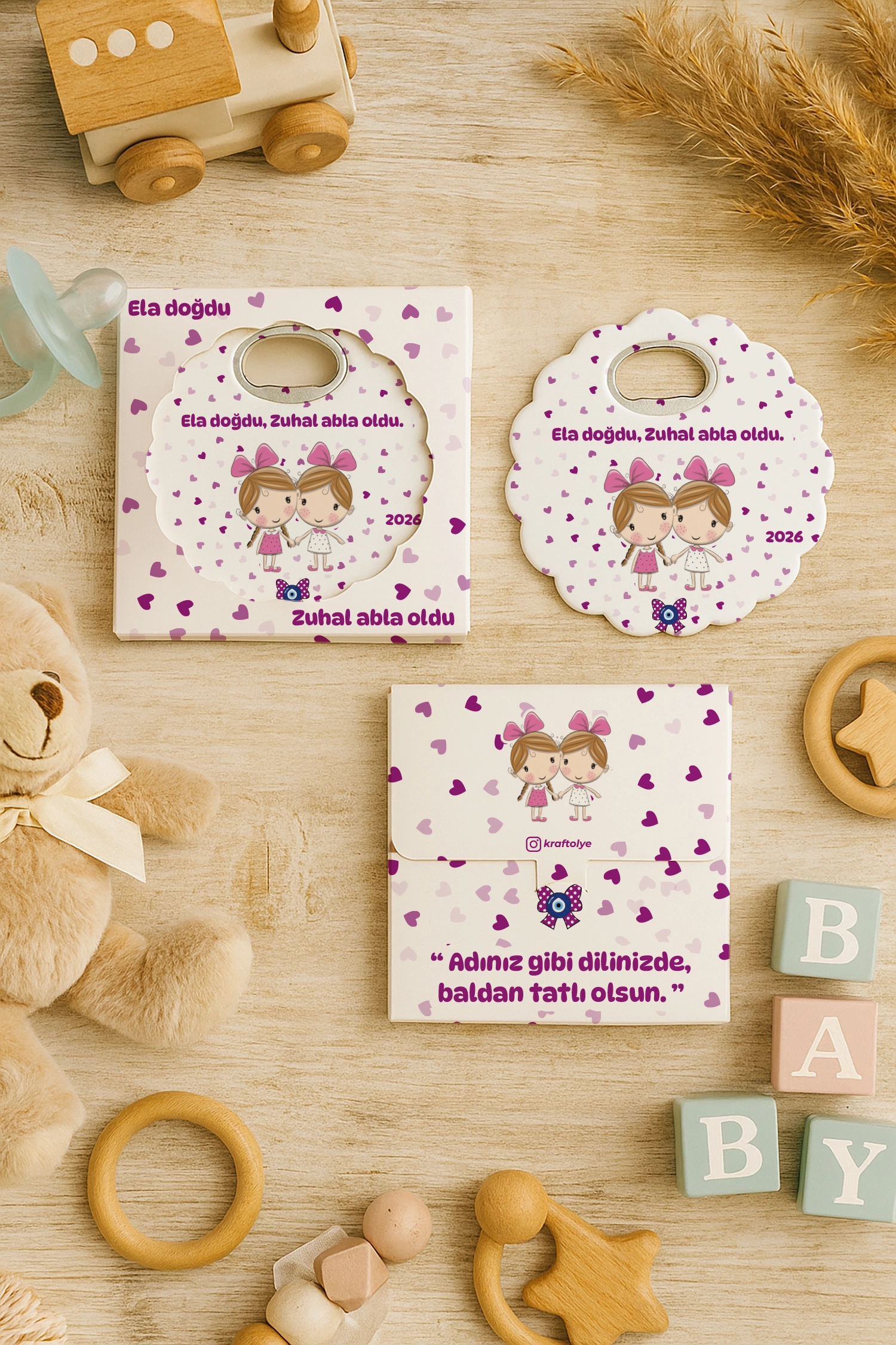 Abla Kız Kardeş Temalı Kutulu Papatya Açacak Magnet
