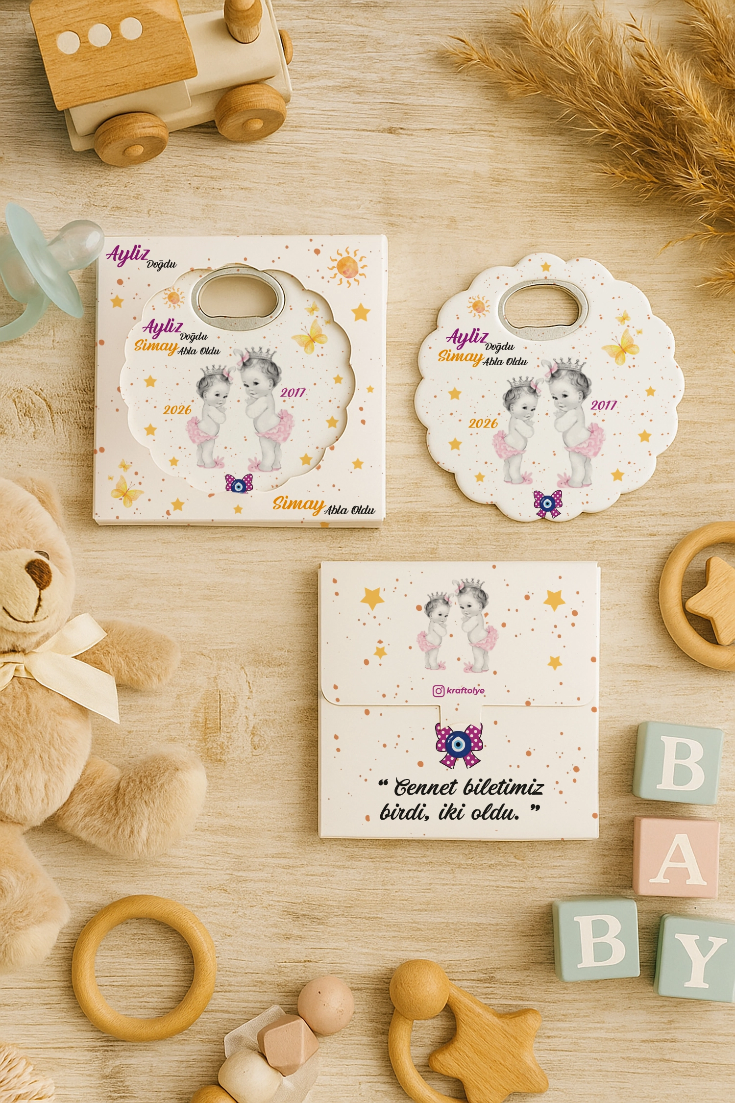 Abla Kız Kardeş Temalı Kutulu Papatya Açacak Magnet