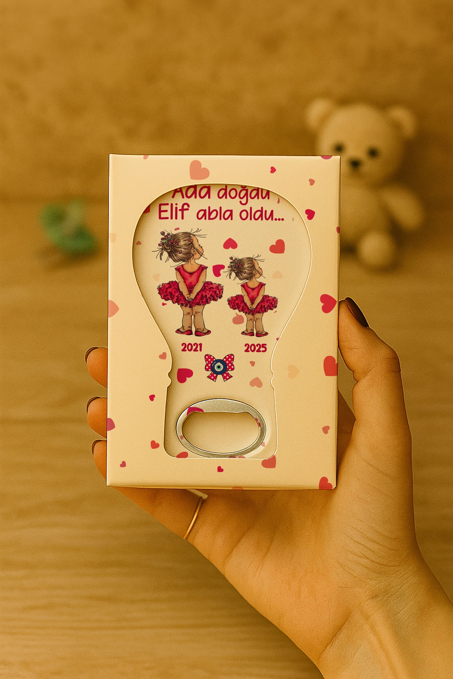 Abla Kız Kardeş Temalı Mühürlü Balon Açacak Magnet