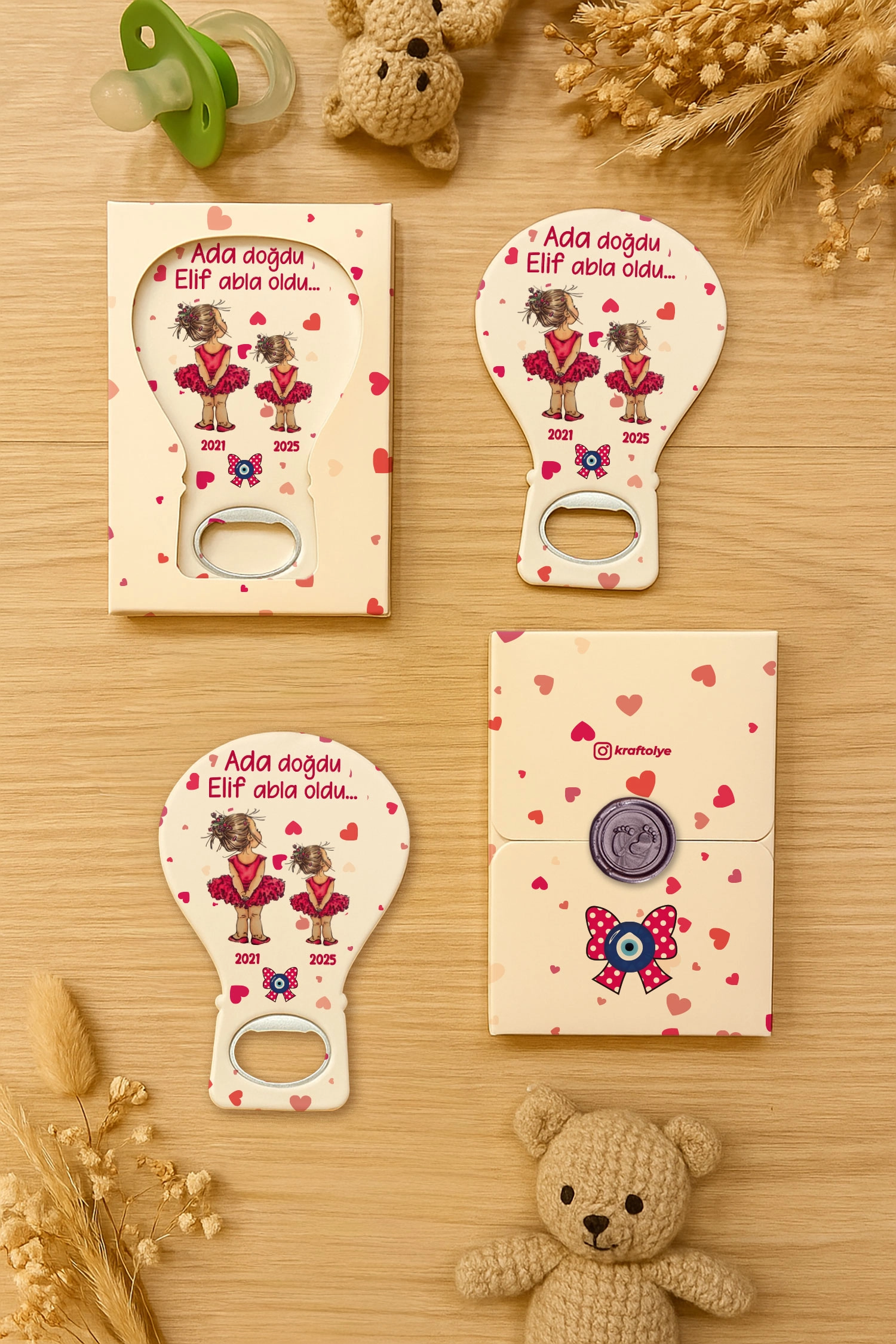Abla Kız Kardeş Temalı Mühürlü Balon Açacak Magnet