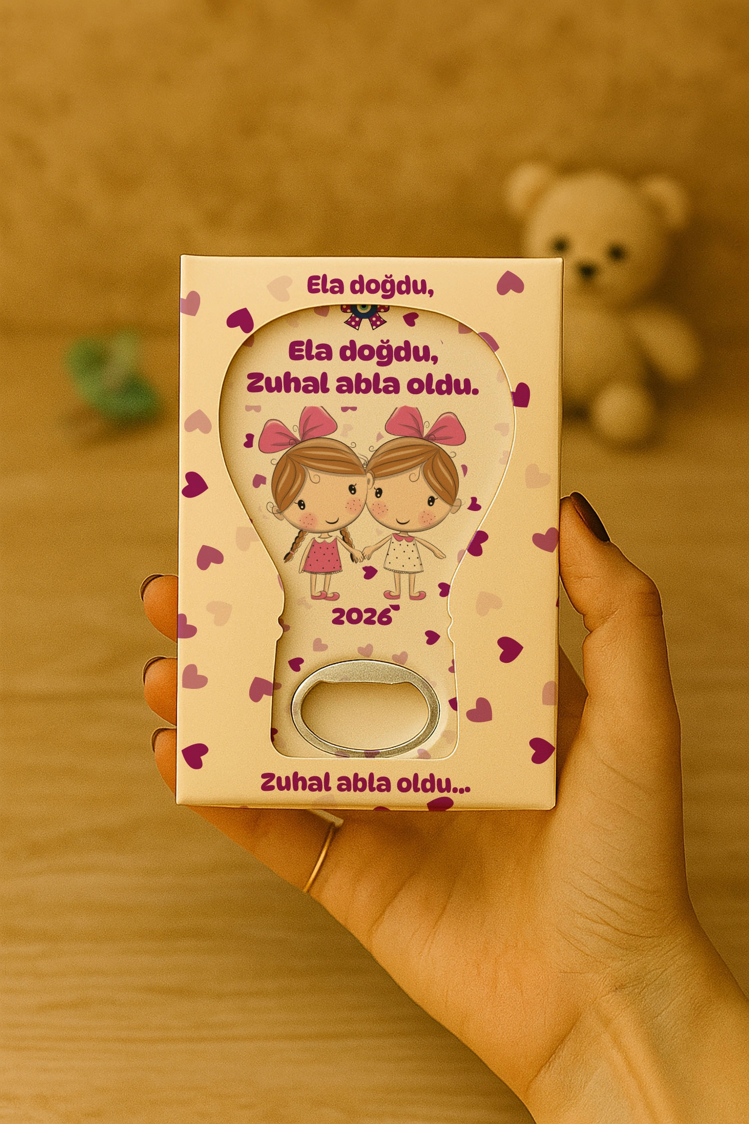 Abla Kız Kardeş Temalı Mühürlü Balon Açacak Magnet