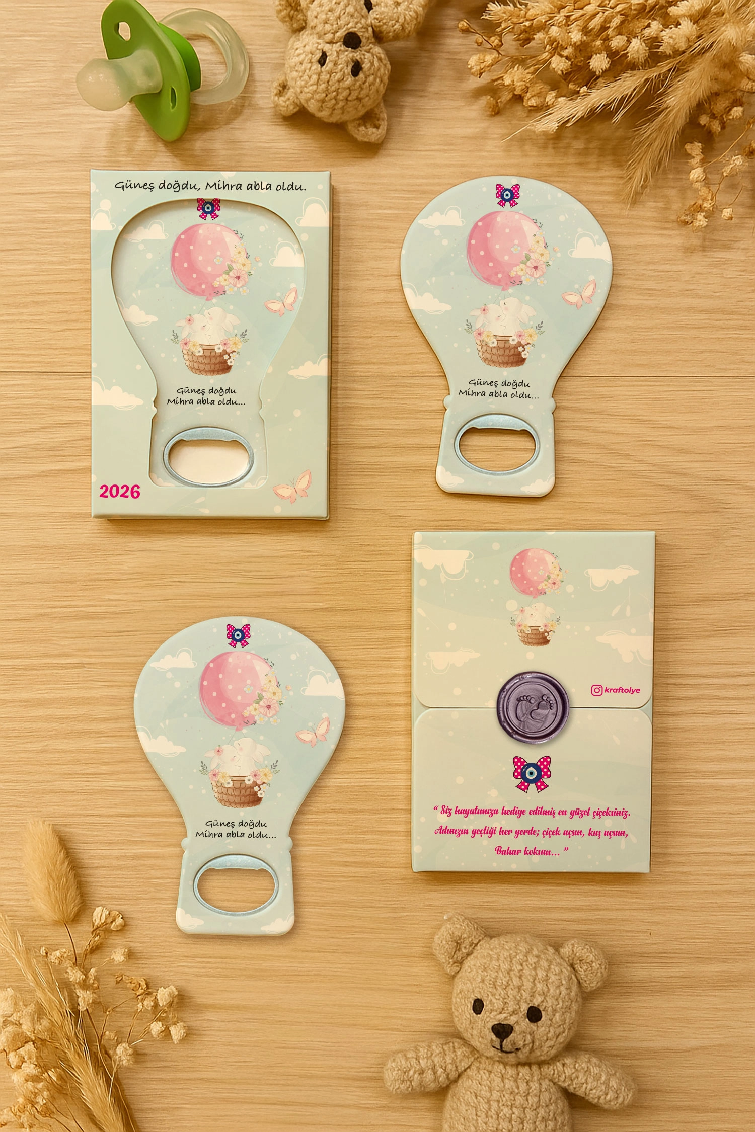 Abla Kız Kardeş Temalı Mühürlü Balon Açacak Magnet