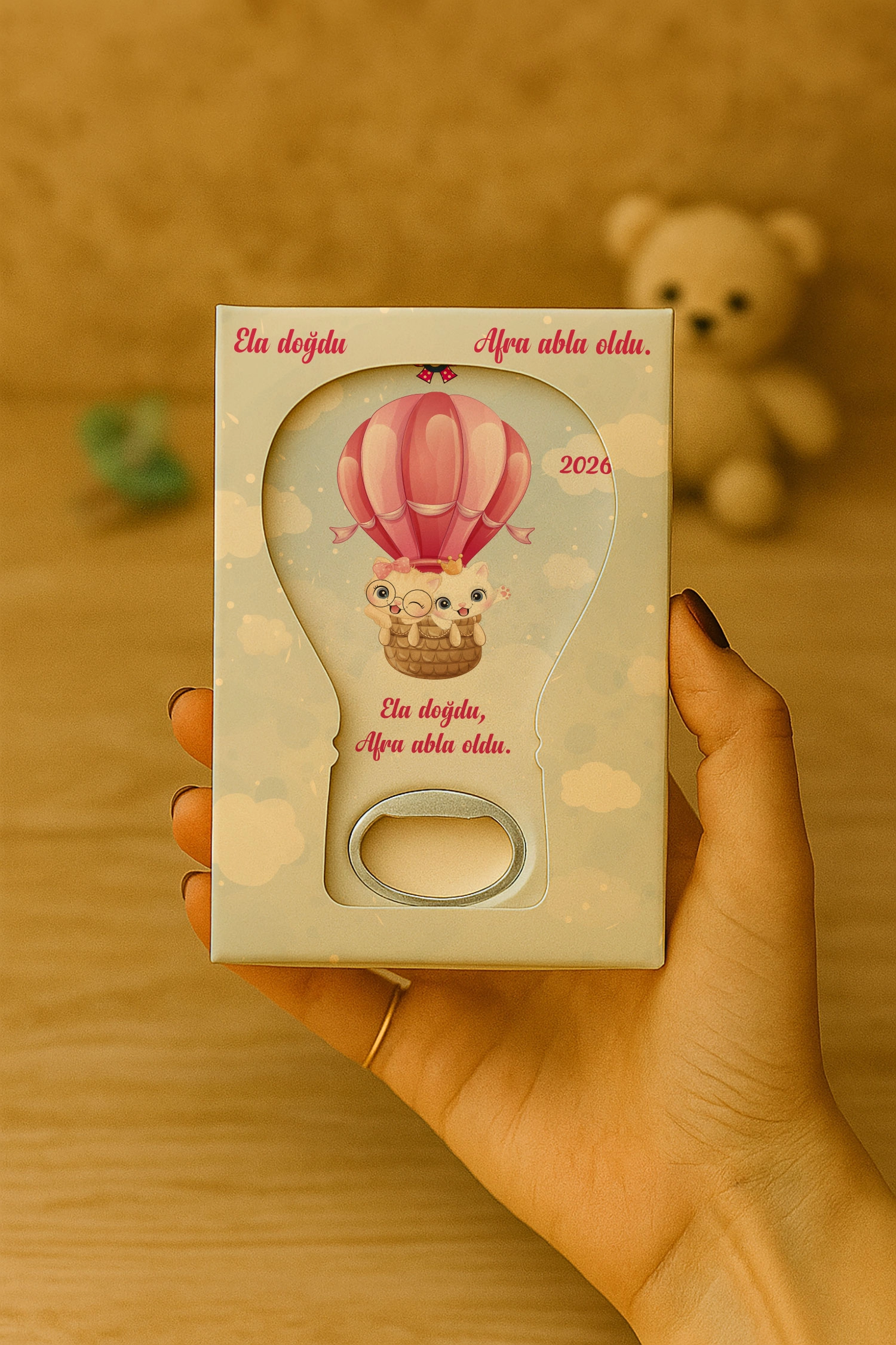 Abla Kız Kardeş Temalı Mühürlü Balon Açacak Magnet
