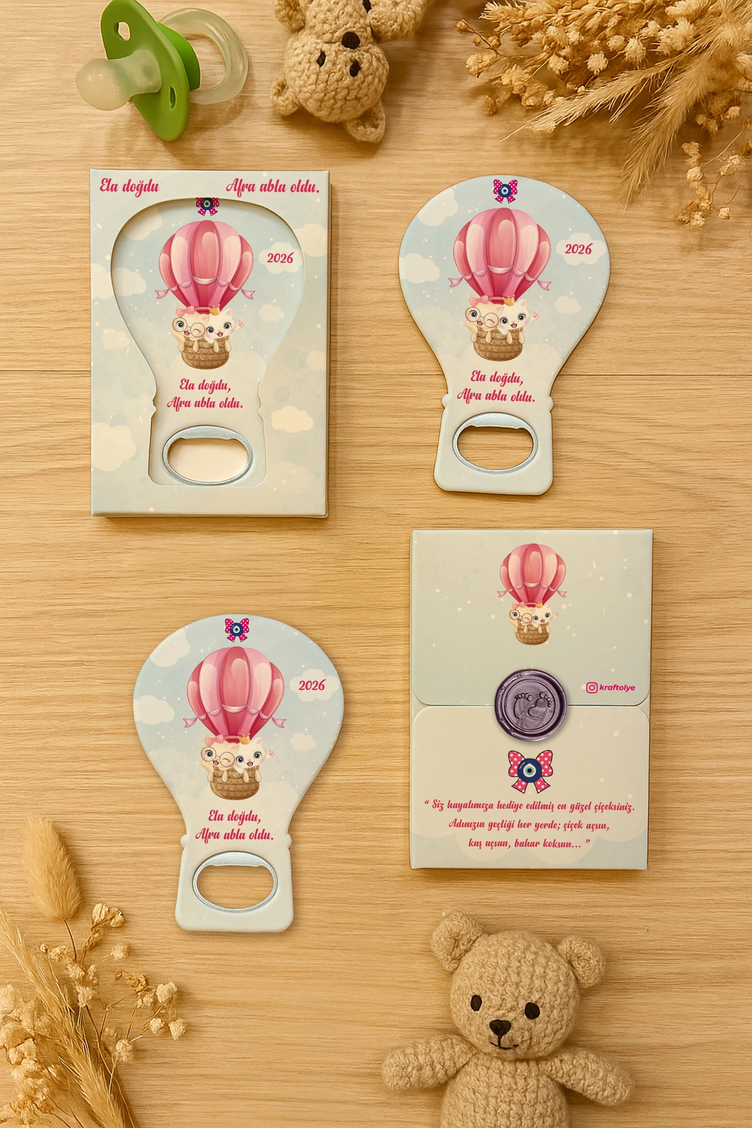 Abla Kız Kardeş Temalı Mühürlü Balon Açacak Magnet