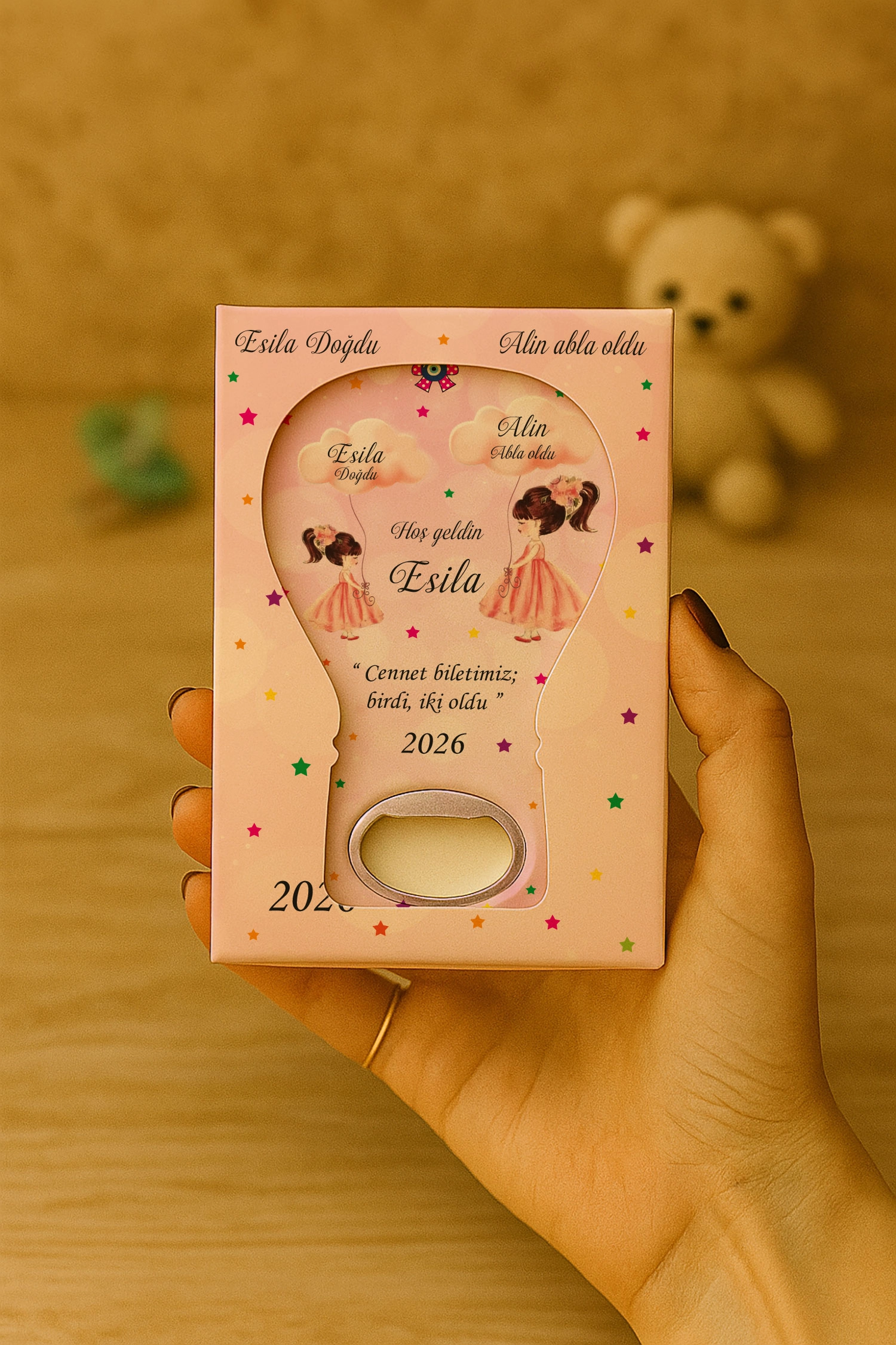 Abla Kız Kardeş Temalı Mühürlü Balon Açacak Magnet