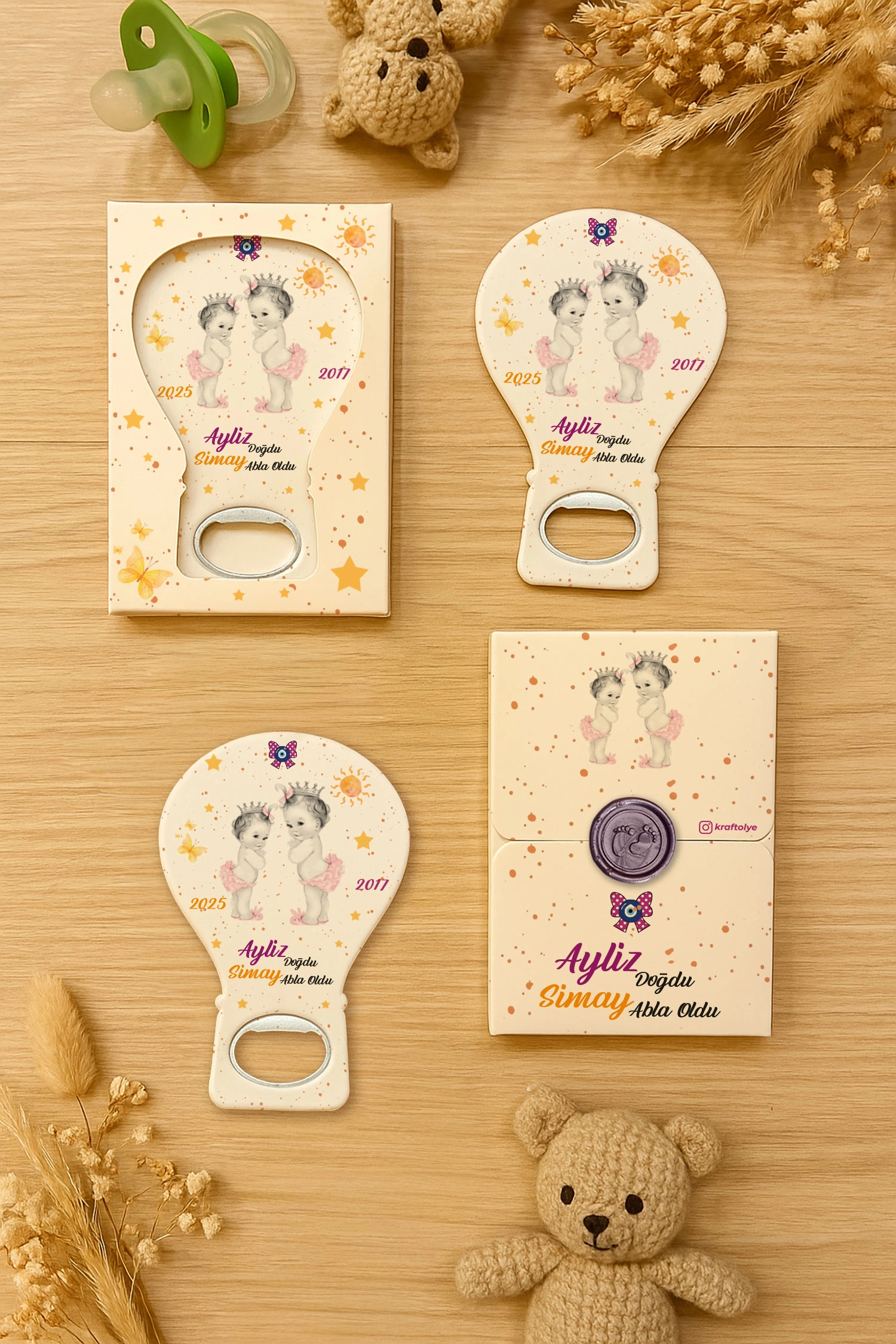 Abla Kız Kardeş Temalı Mühürlü Balon Açacak Magnet