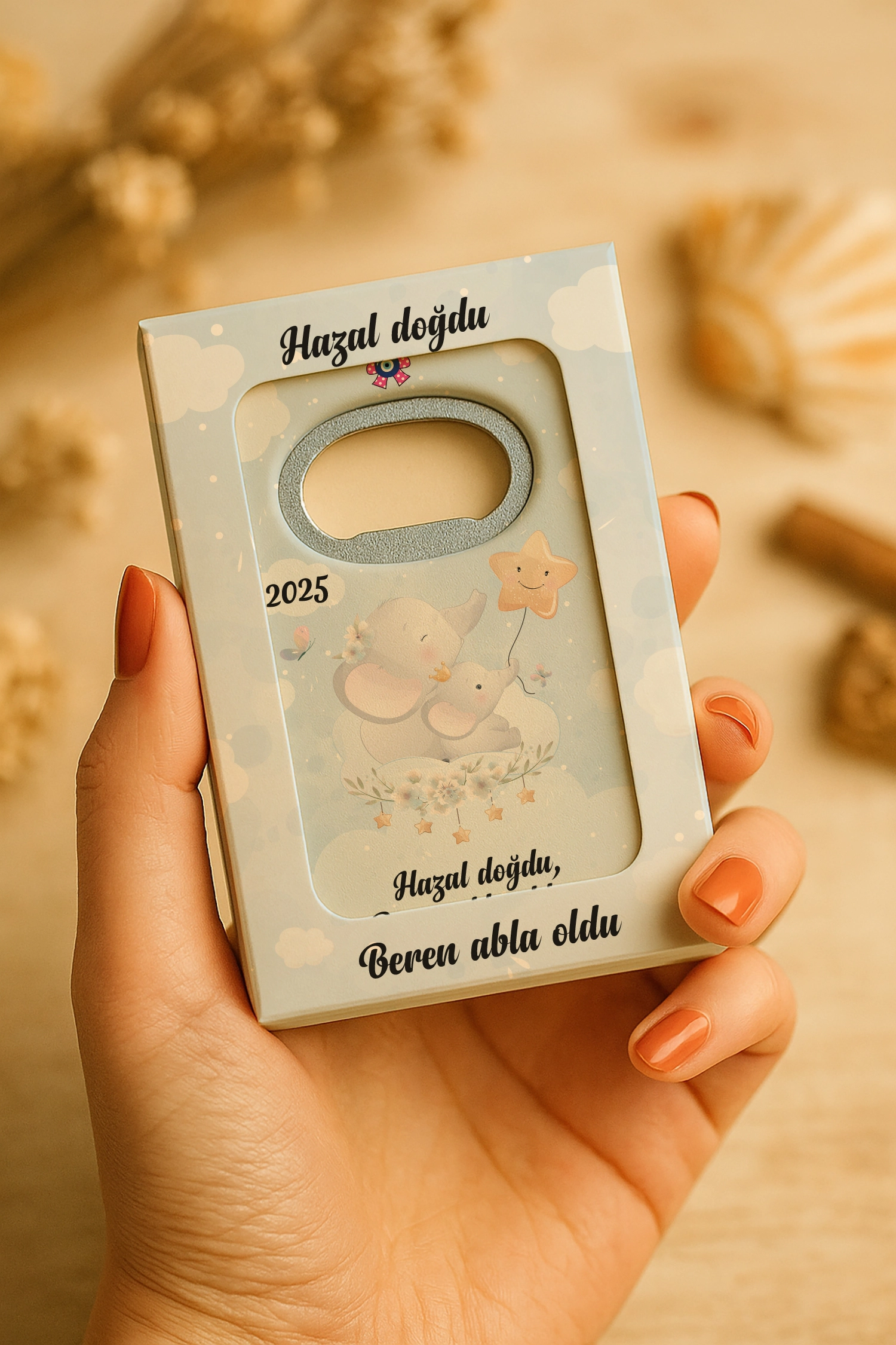 Abla Kız Kardeş Temalı Mühürlü Dikdörtgen Açacak Magnet