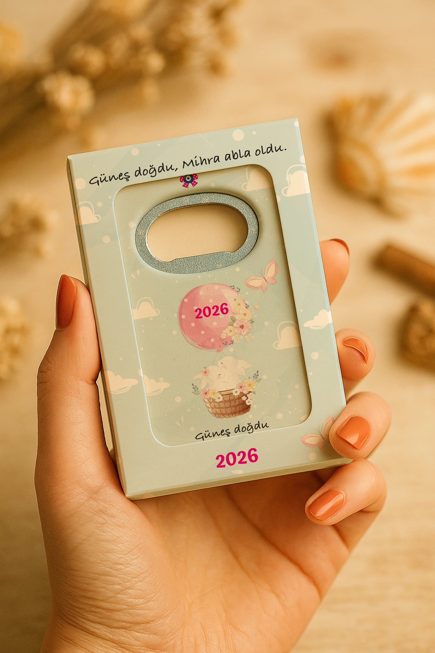 Abla Kız Kardeş Temalı Mühürlü Dikdörtgen Açacak Magnet