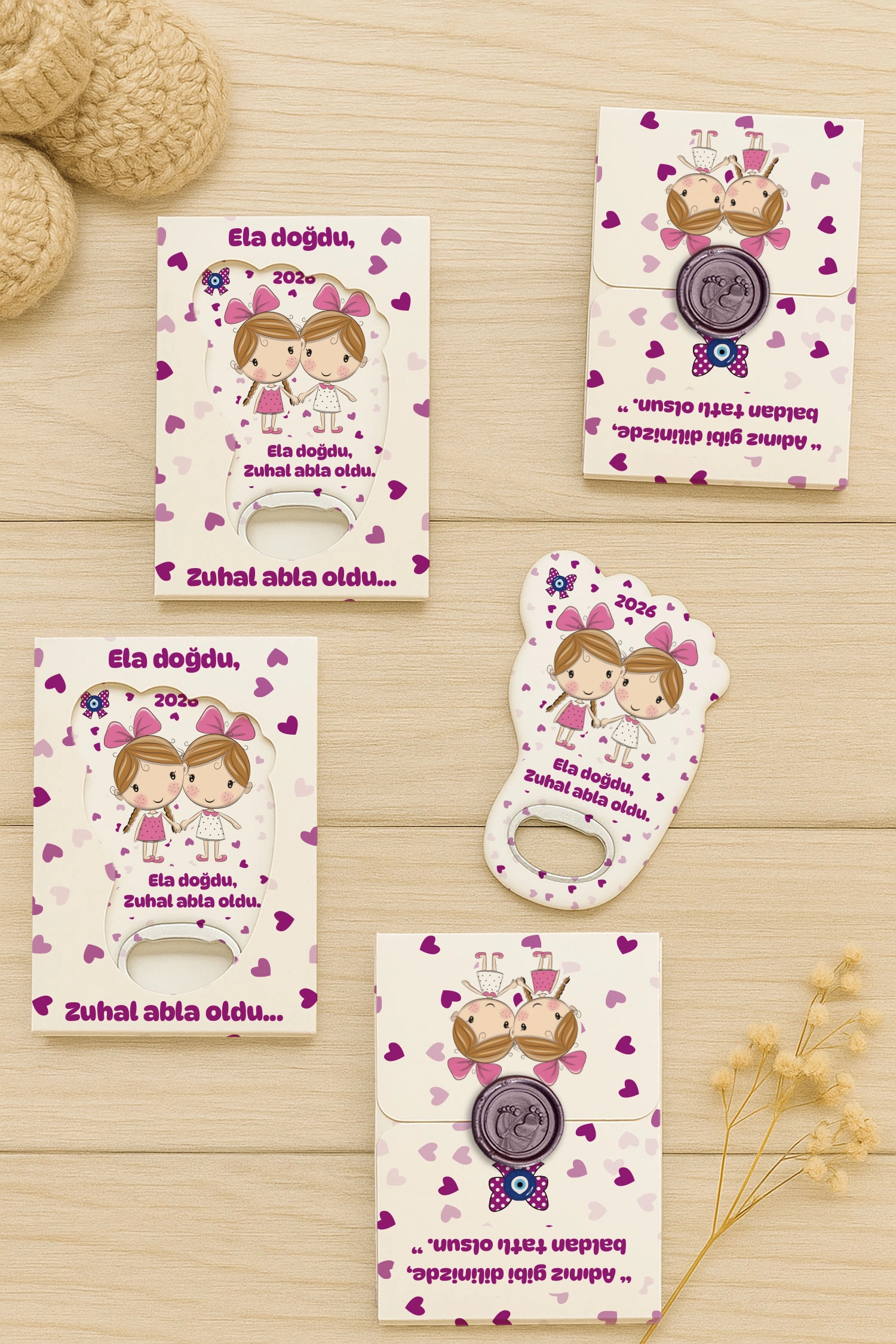 Abla Kız Kardeş Temalı Mühürlü Kutulu Ayak İzi Açacak Magnet