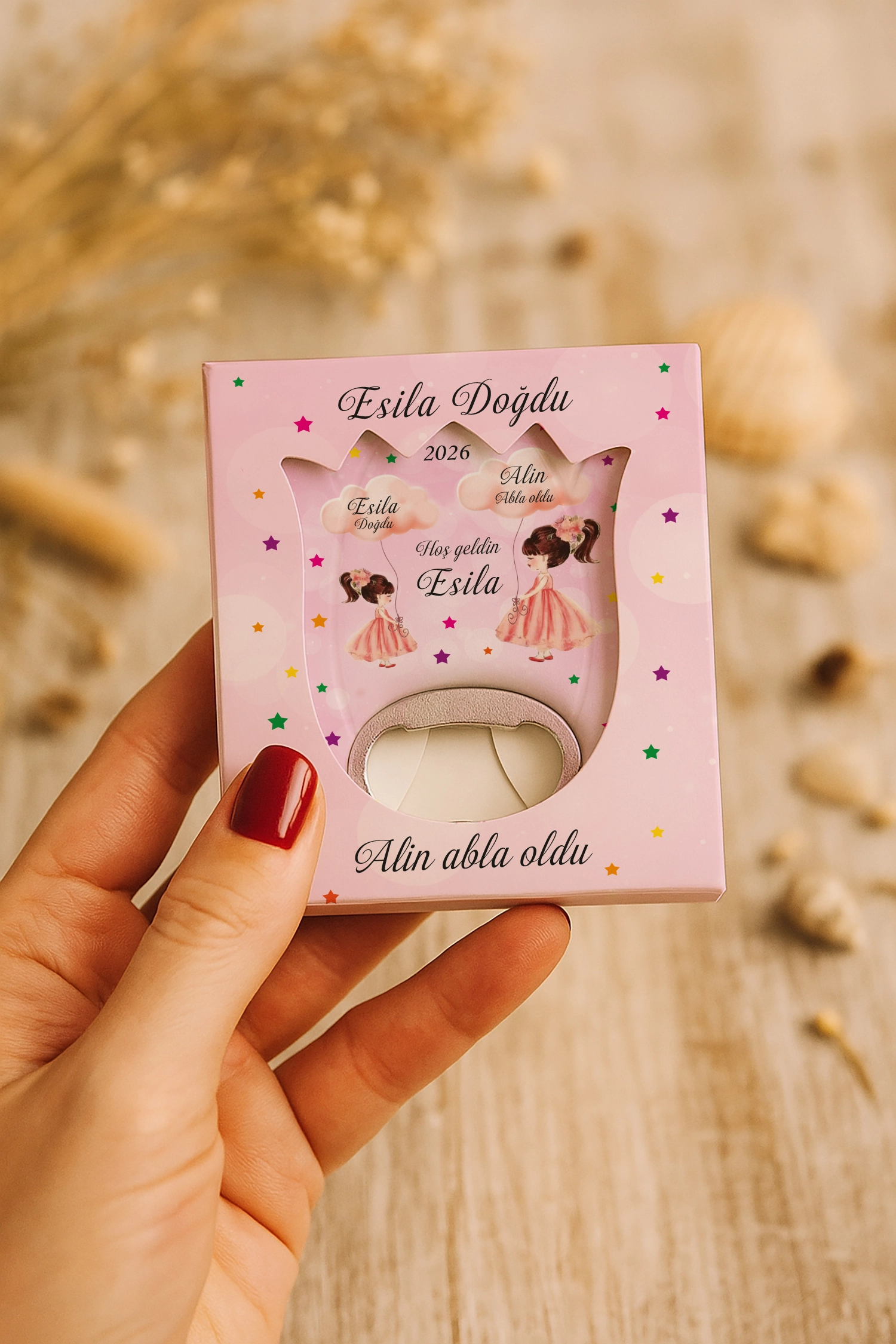 Abla Kız Kardeş Temalı Mühürlü Lale Açacak Magnet