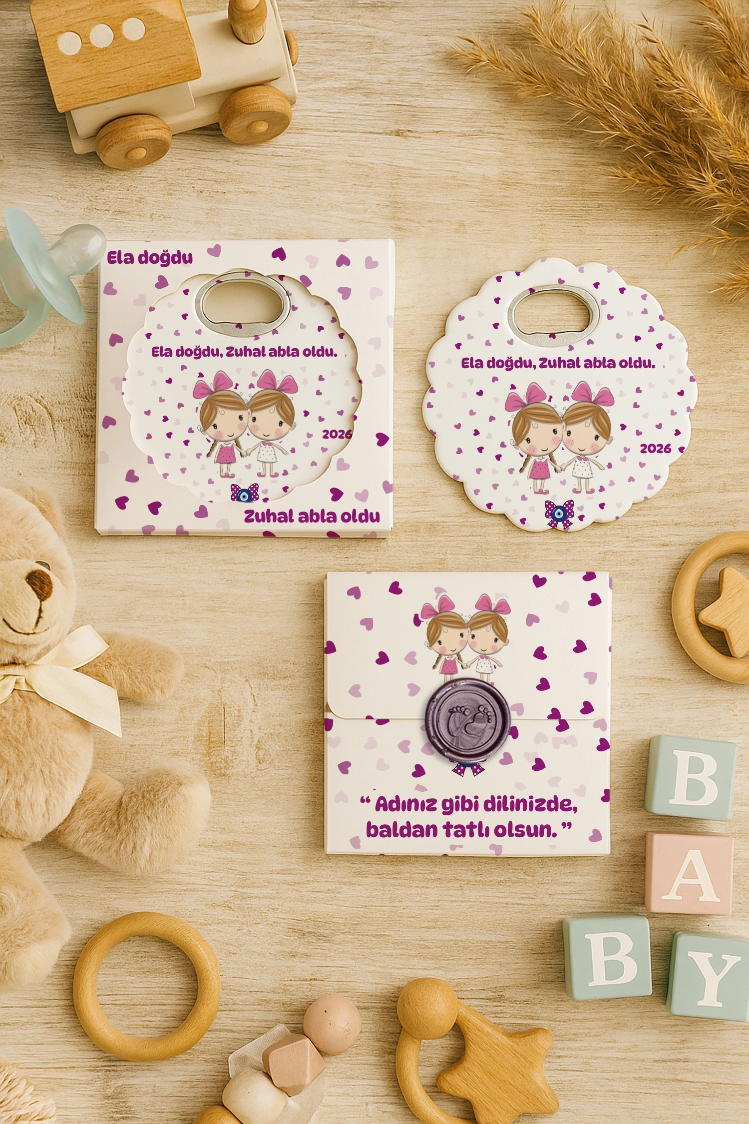 Abla Kız Kardeş Temalı Mühürlü Papatya Açacak Magnet