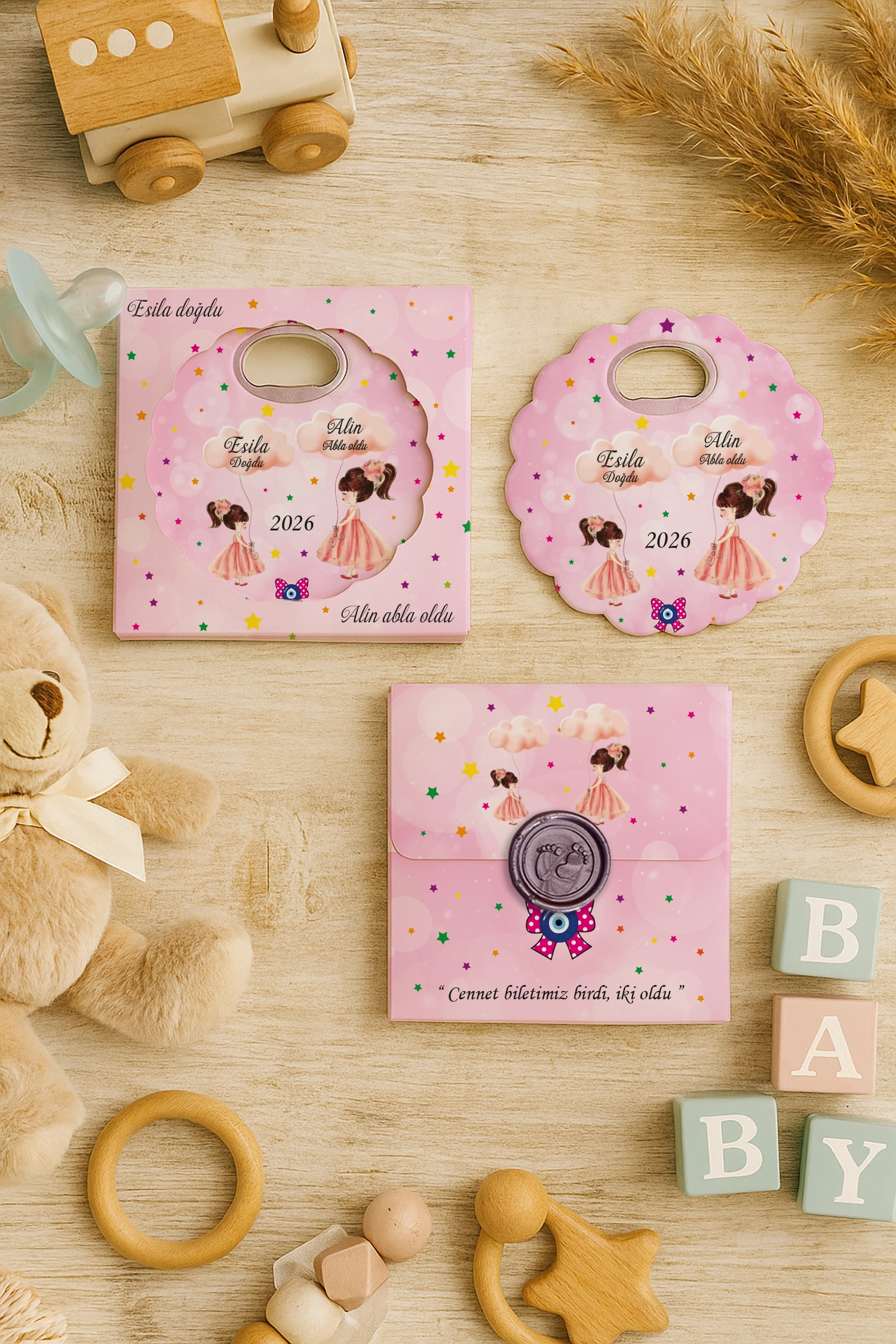 Abla Kız Kardeş Temalı Mühürlü Papatya Açacak Magnet