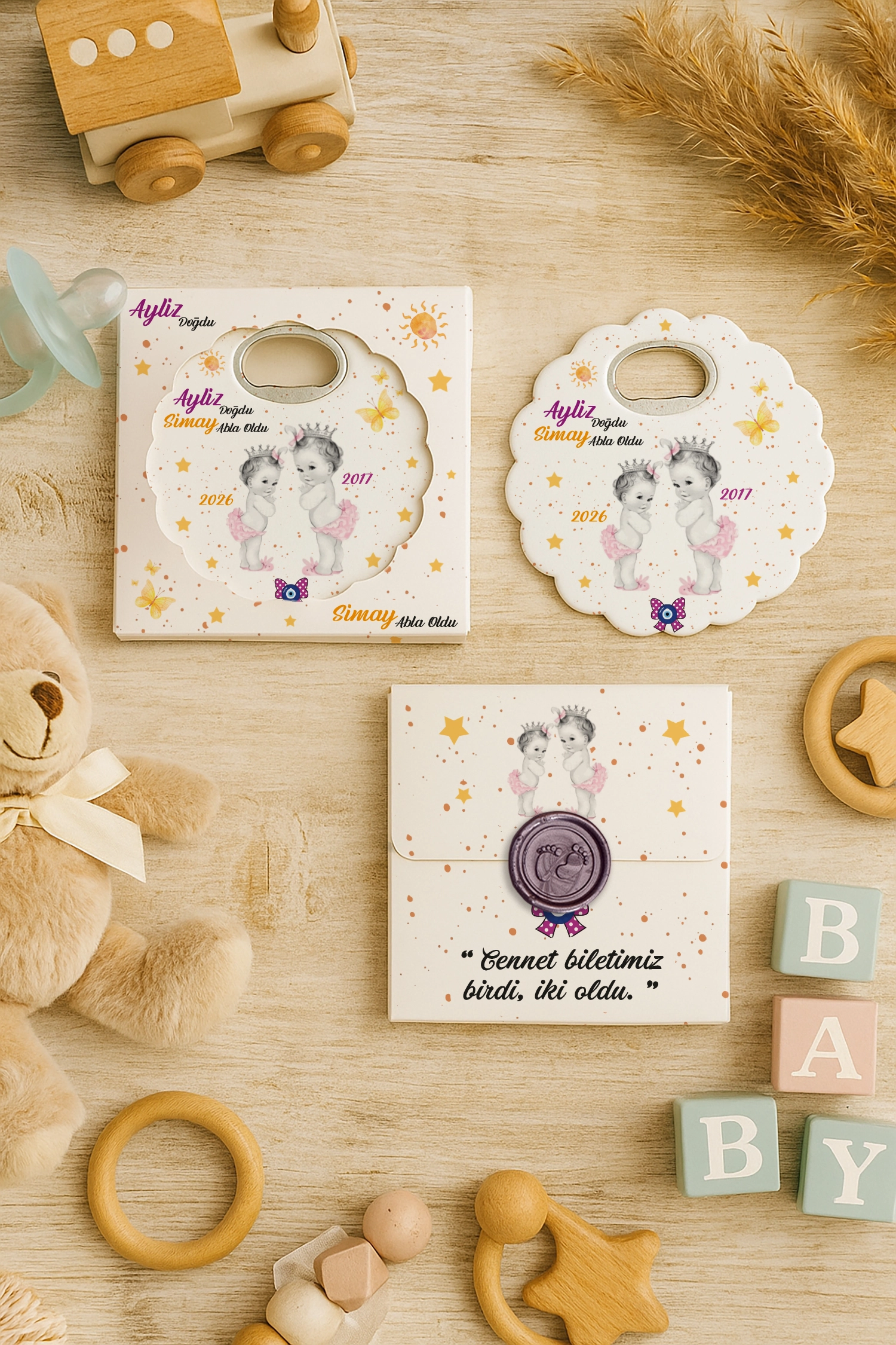 Abla Kız Kardeş Temalı Mühürlü Papatya Açacak Magnet
