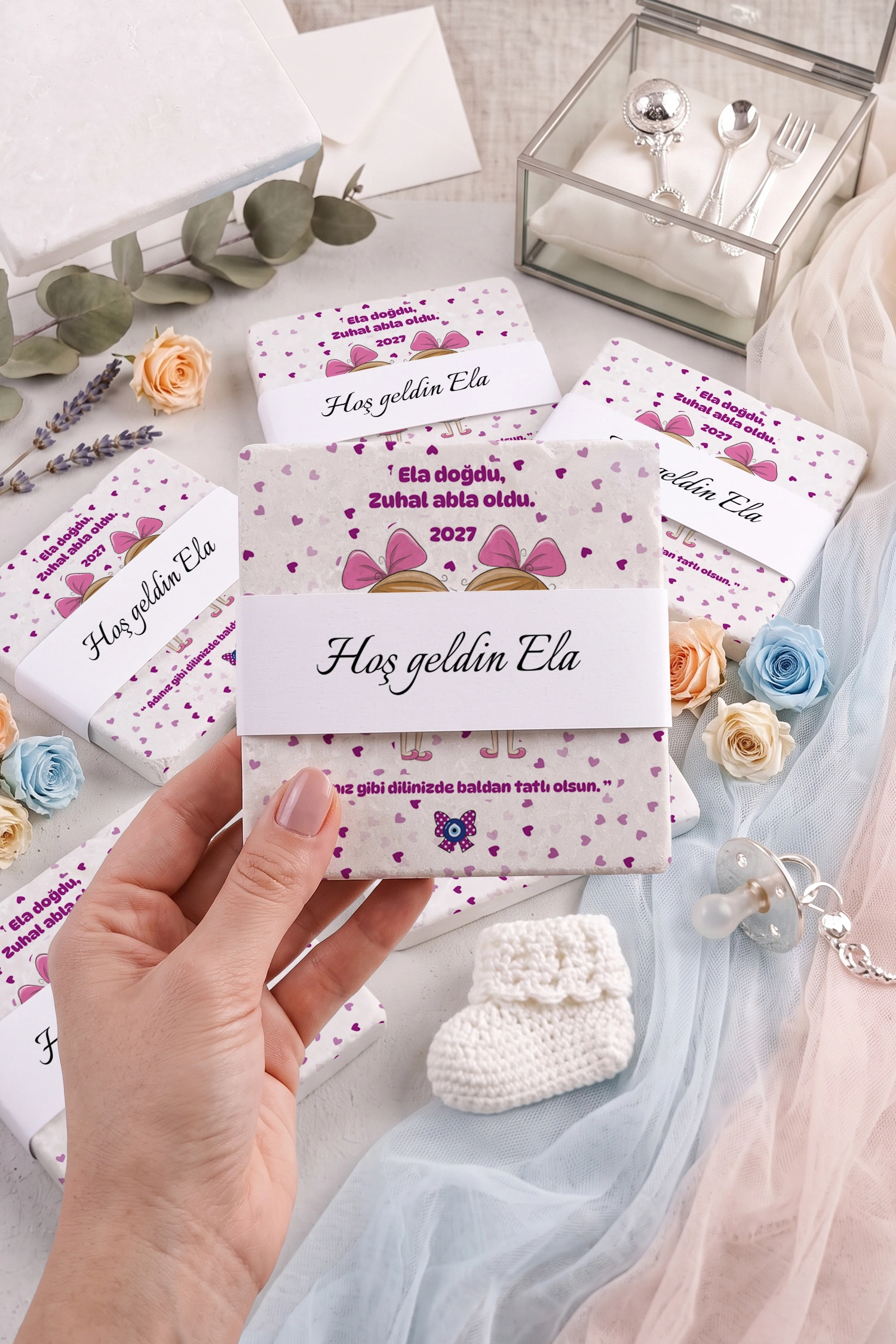 Abla Kız Kardeş Temalı Taş Bardak Altlığı