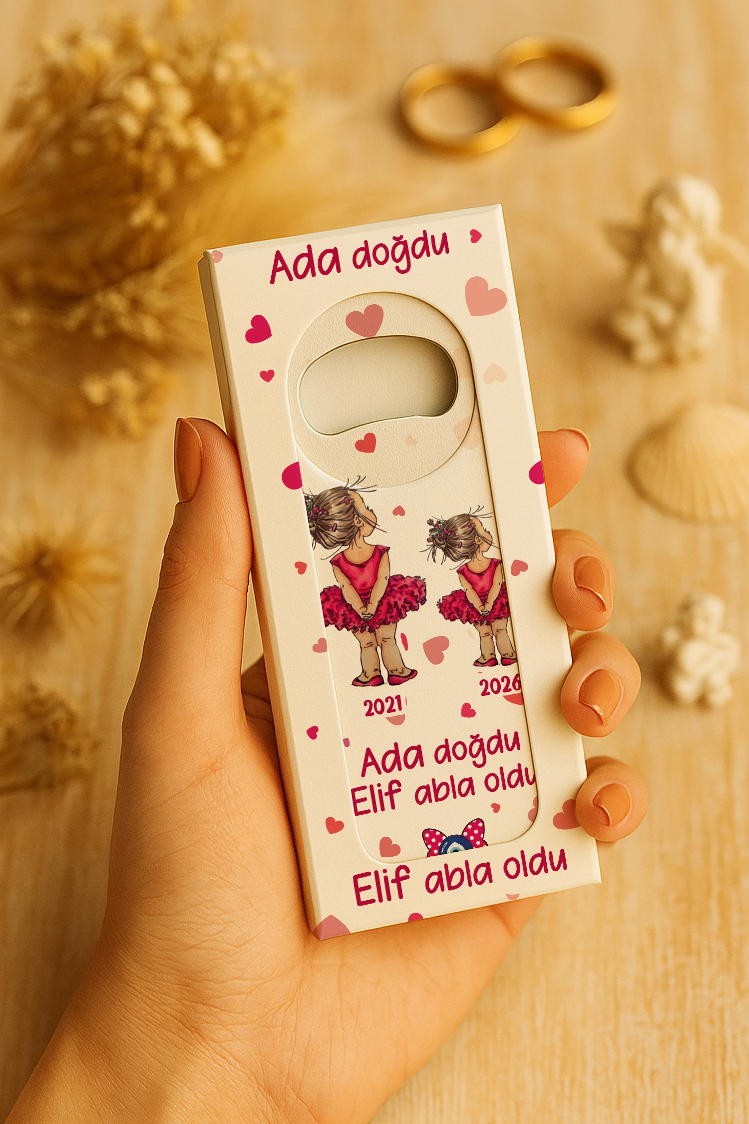 Abla Kız Kardeş Temalı Mühürlü Uzun Açacak Magnet