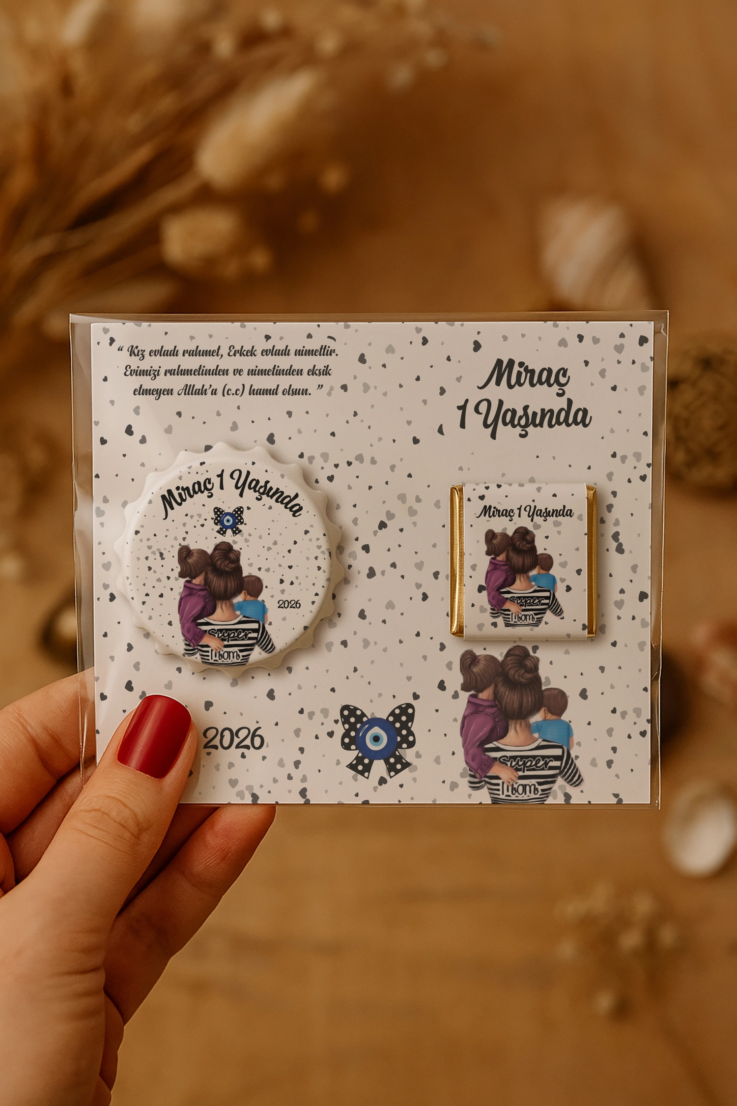 Anne Bebek Temalı Çikolatalı Kapak Açacak Magnet