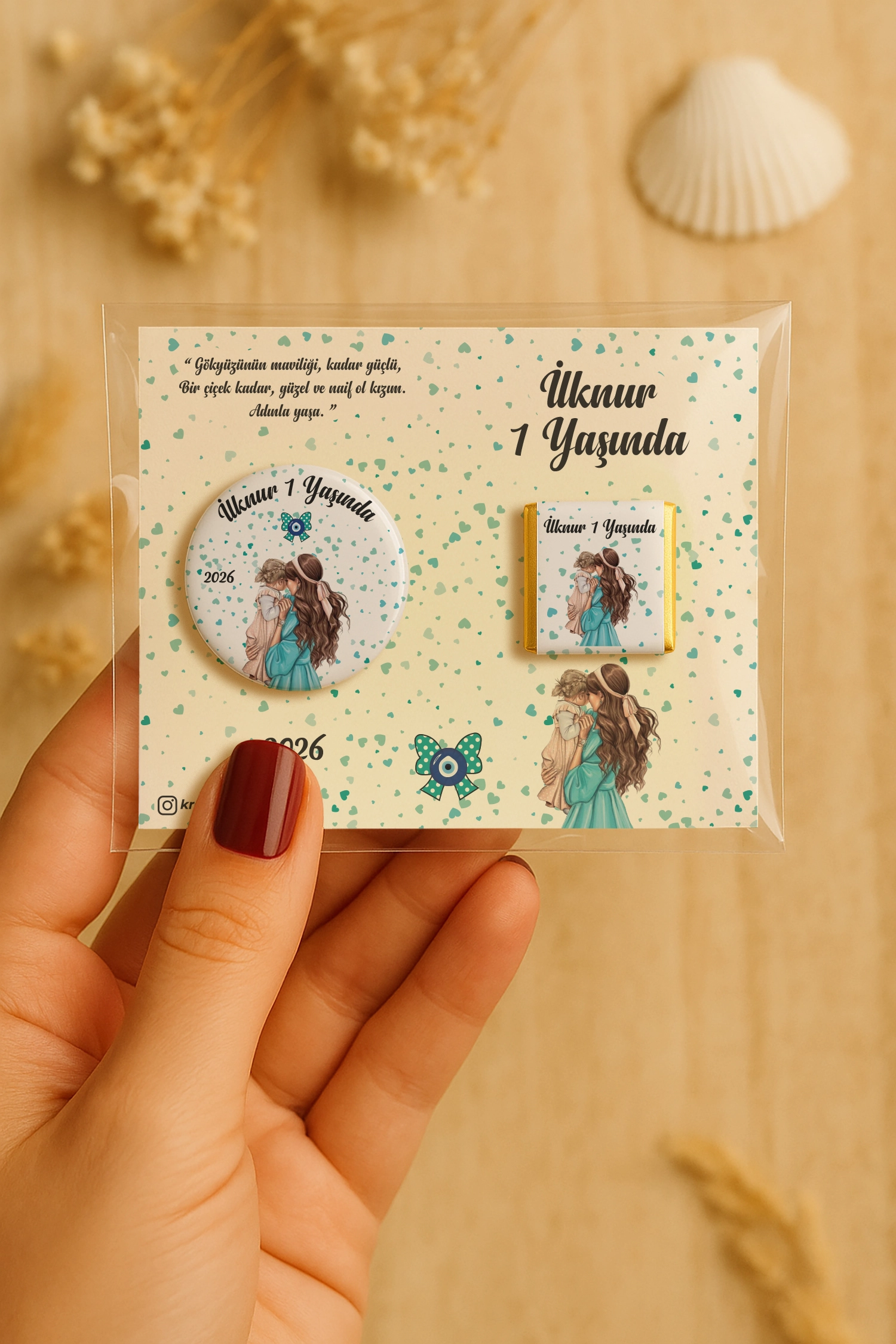 Anne Bebek Temalı Çikolatalı Metal Açacak Magnet