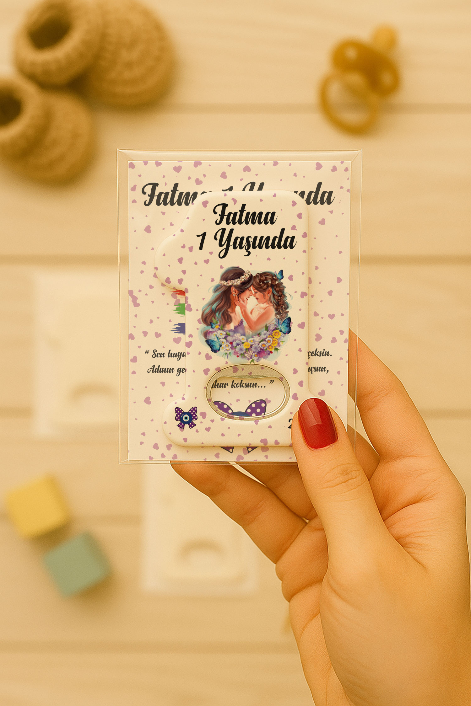 Anne Bebek Temalı Kartlı 1 Yaş Açacak Magnet