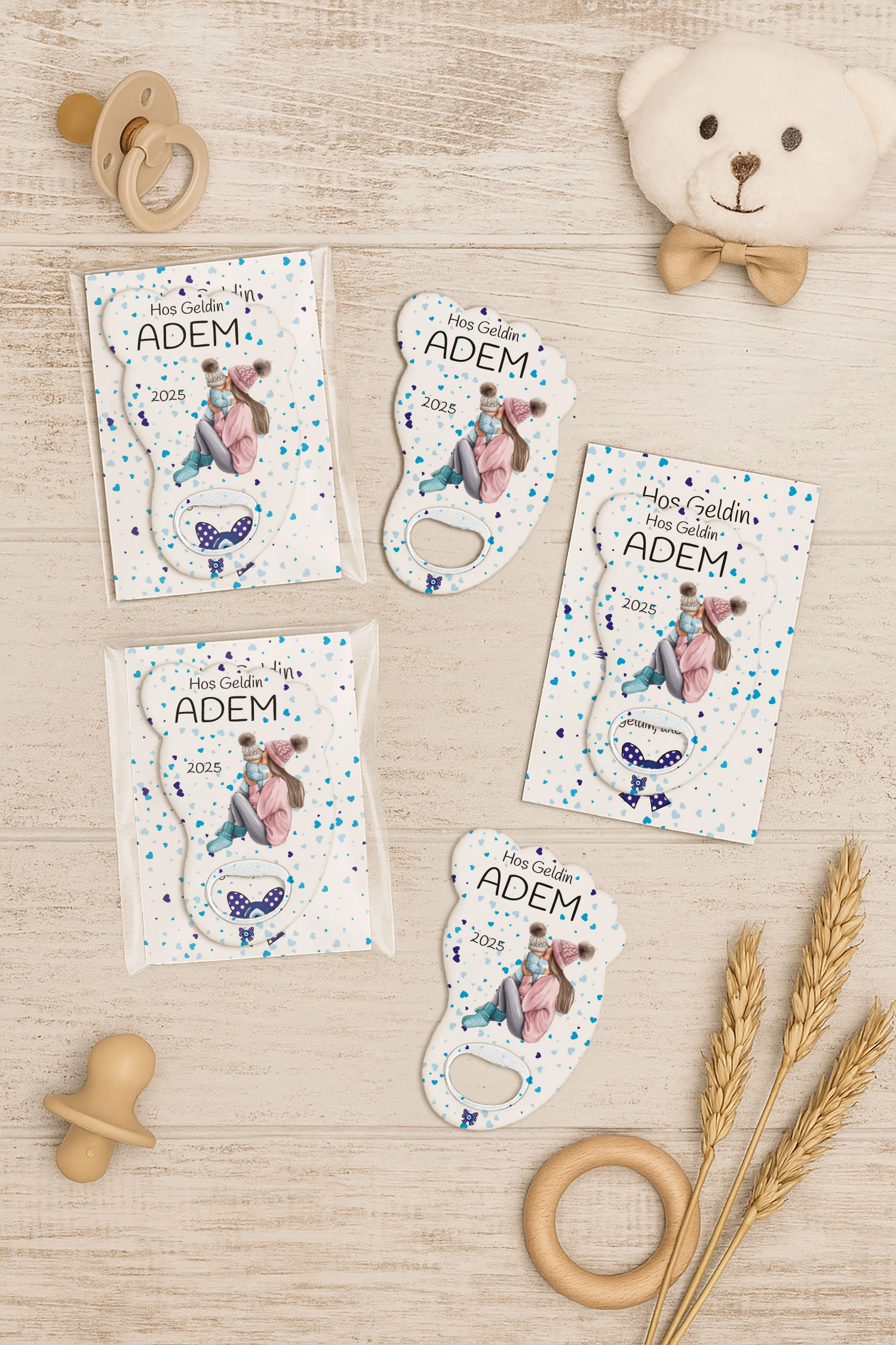 Anne Bebek Temalı Kartlı Ayak İzi Açacak Magnet